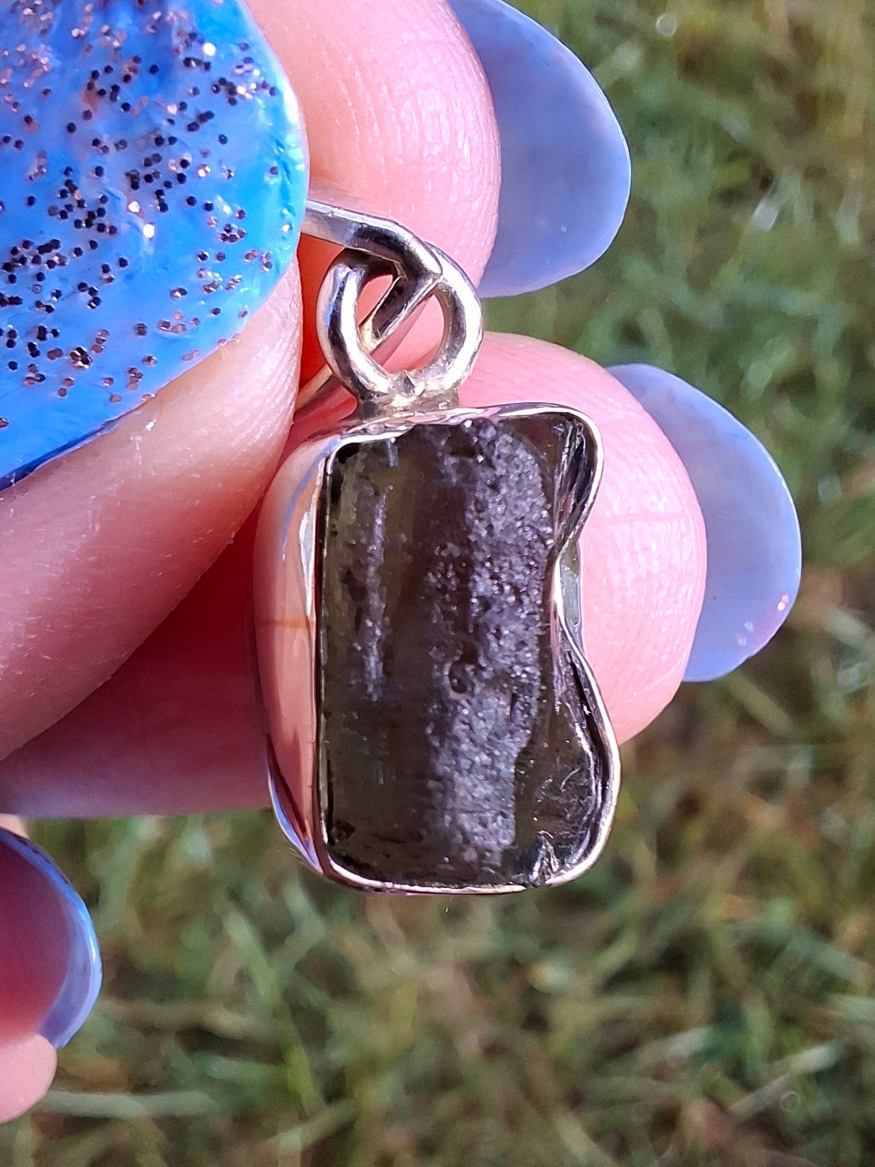 Moldavite Pendant, 925 Silver, Tektite (Ref: P31)
