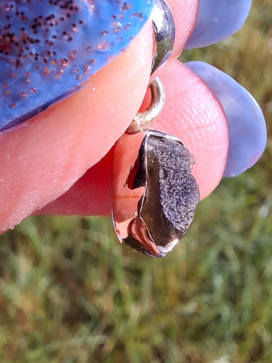 Moldavite Pendant, 925 Silver, Tektite (Ref: P36)