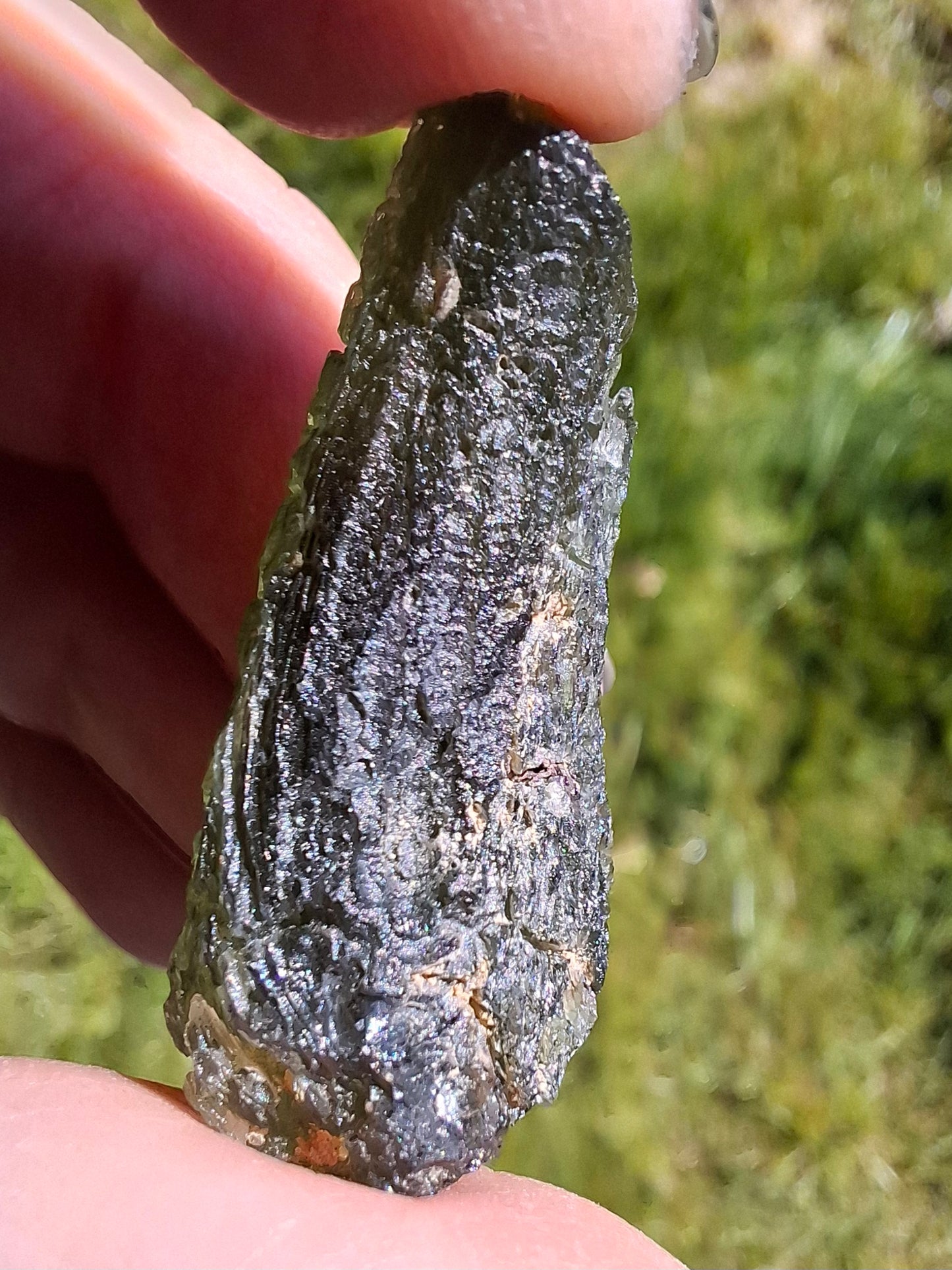 Moldavite Piece, NESMEN, 8.04g, Tektite (Ref: 1377)