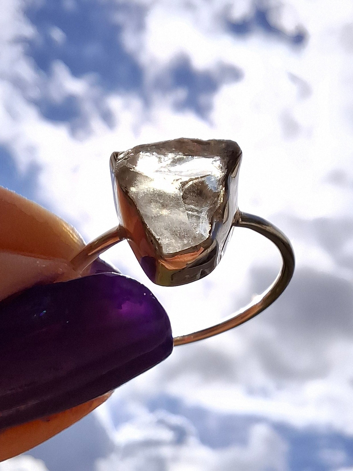 Libyan Desert Glass Ring, size large V, 925 Silver, Tektite (Ref: LR56)