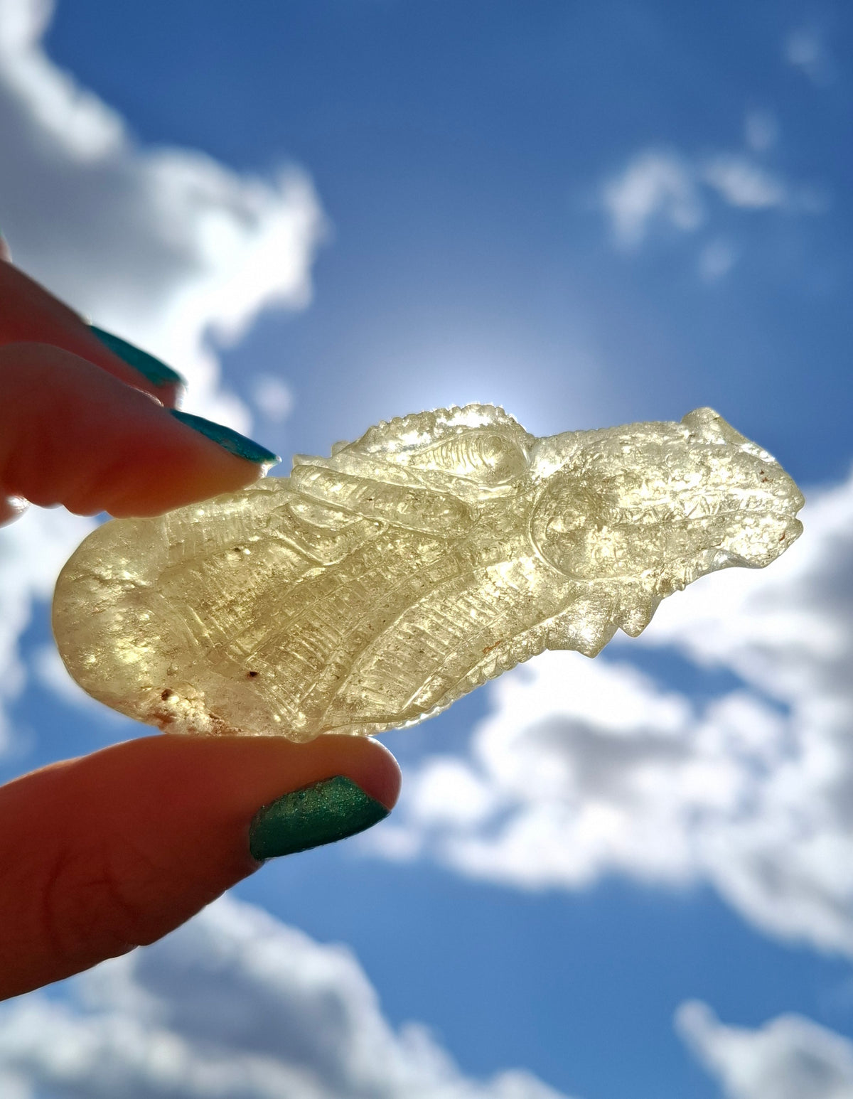 Libyan Desert Glass DRAGON HEAD carving, 48.11g, Tektite (Ref: Dragon4)