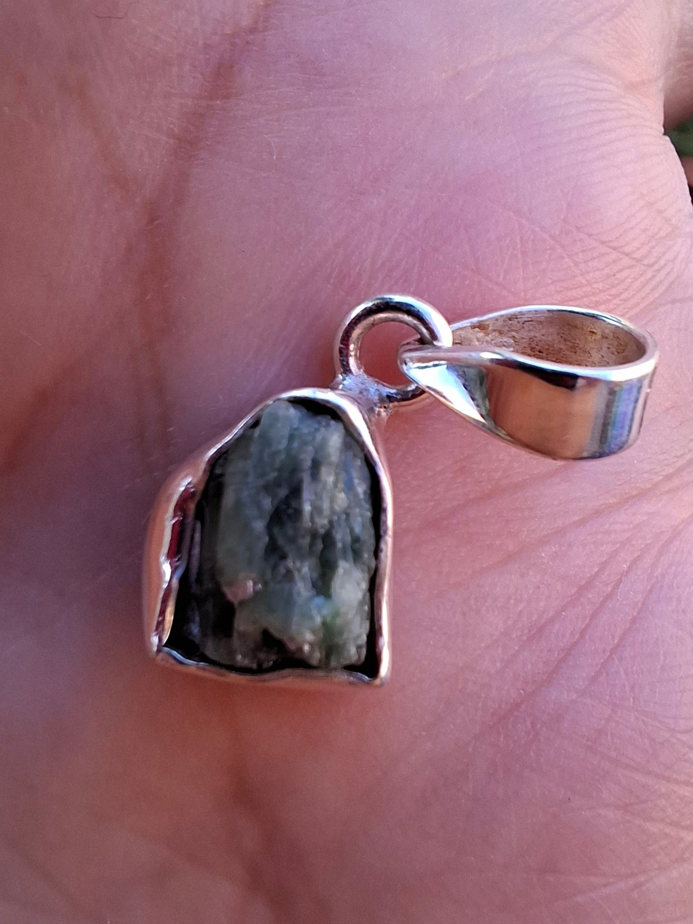 Green Tourmaline Pendant, 925 Silver, Crystal (Ref: GT9)