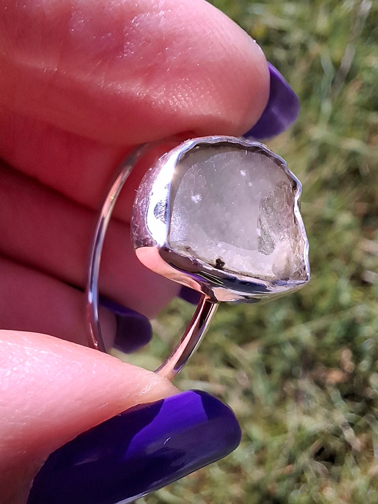 Libyan Desert Glass Ring, size large U, 925 Silver, Tektite (Ref: LR53)