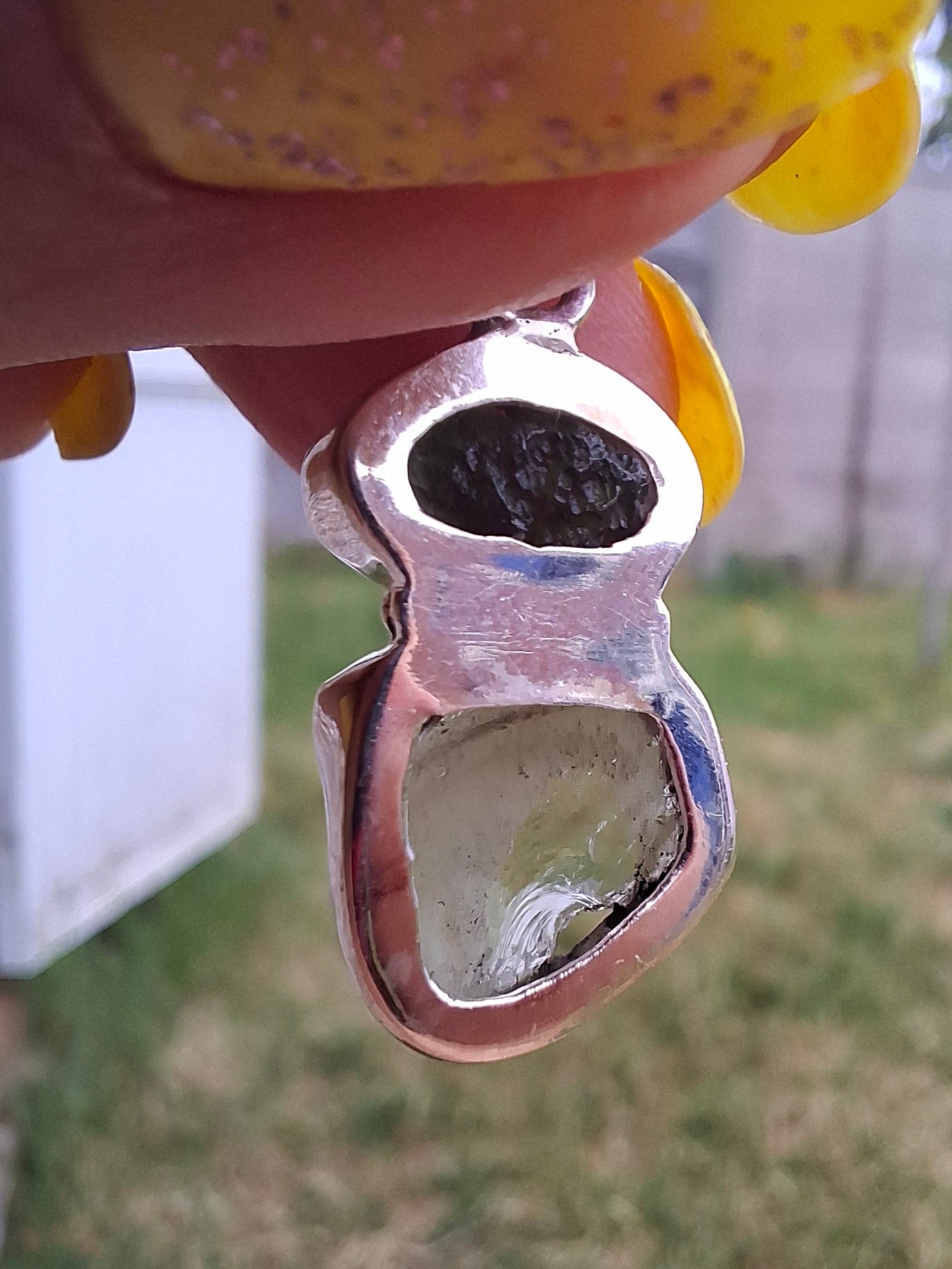 Moldavite & Libyan Desert Glass Pendant, 925 Silver, Tektite (Ref: MLP13)