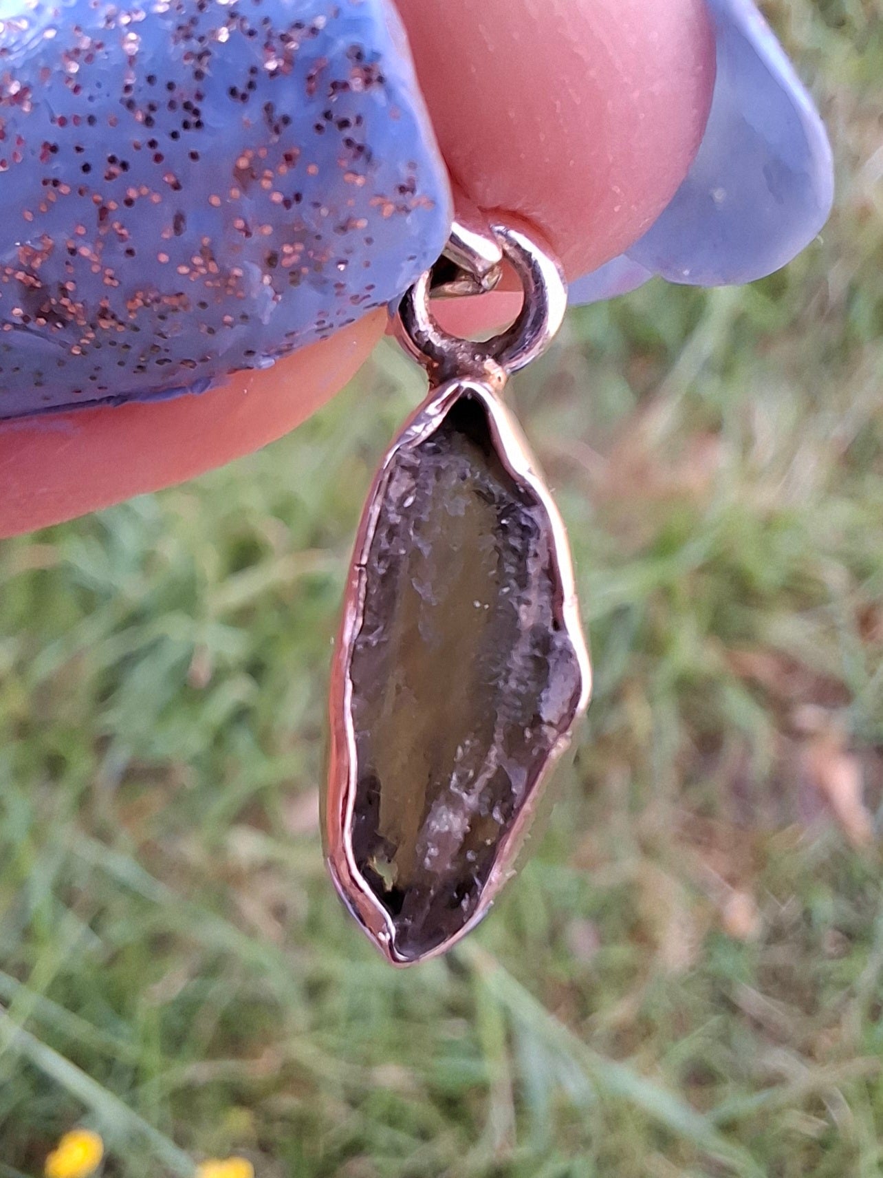 Moldavite Pendant, 925 Silver, Tektite (Ref: P43)