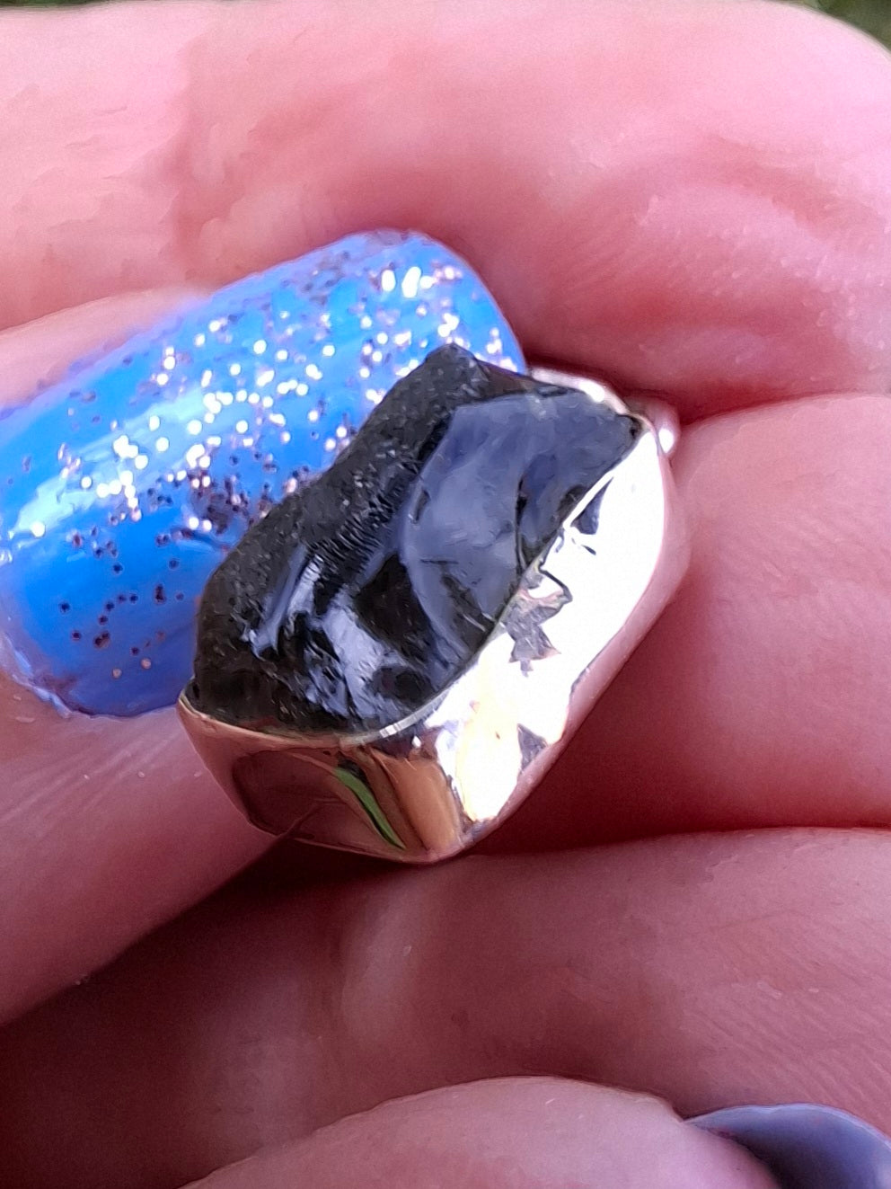 Moldavite Pendant, 925 Silver, Tektite (Ref: P31)