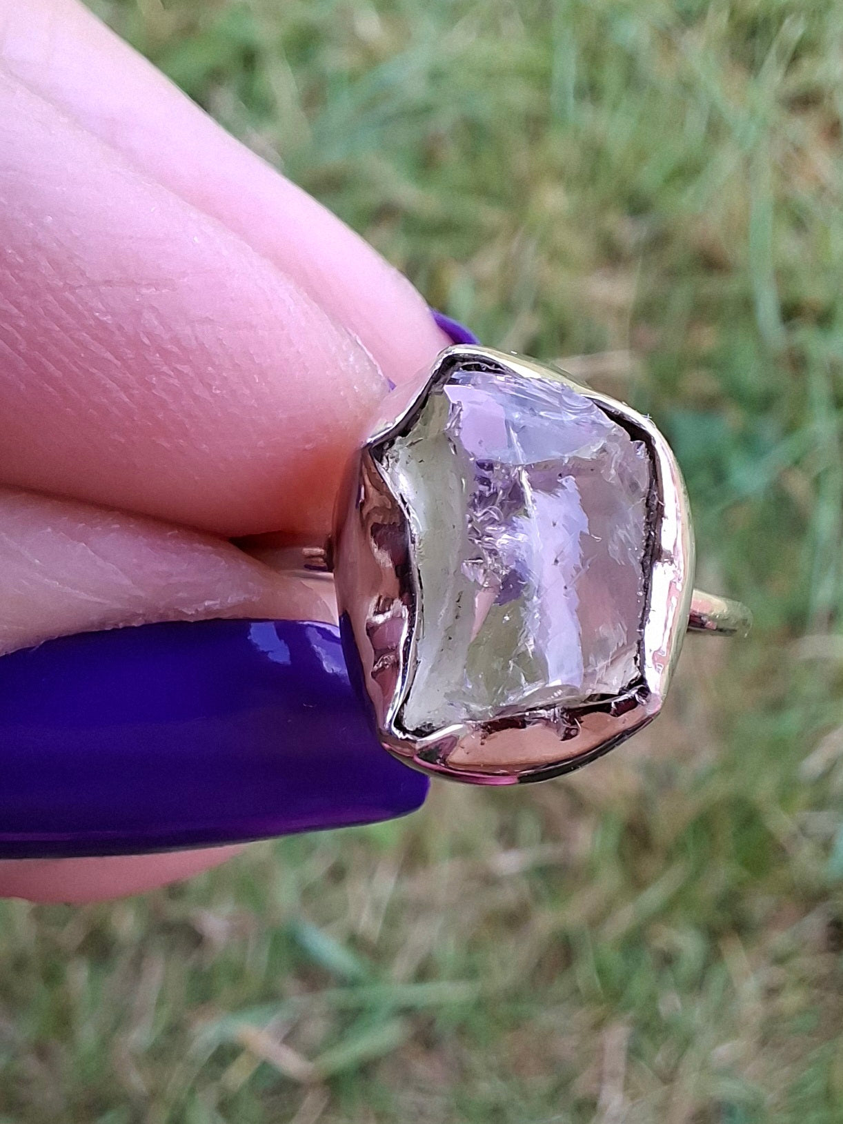 Libyan Desert Glass Ring, size large M, 925 Silver, Tektite (Ref: LR20)