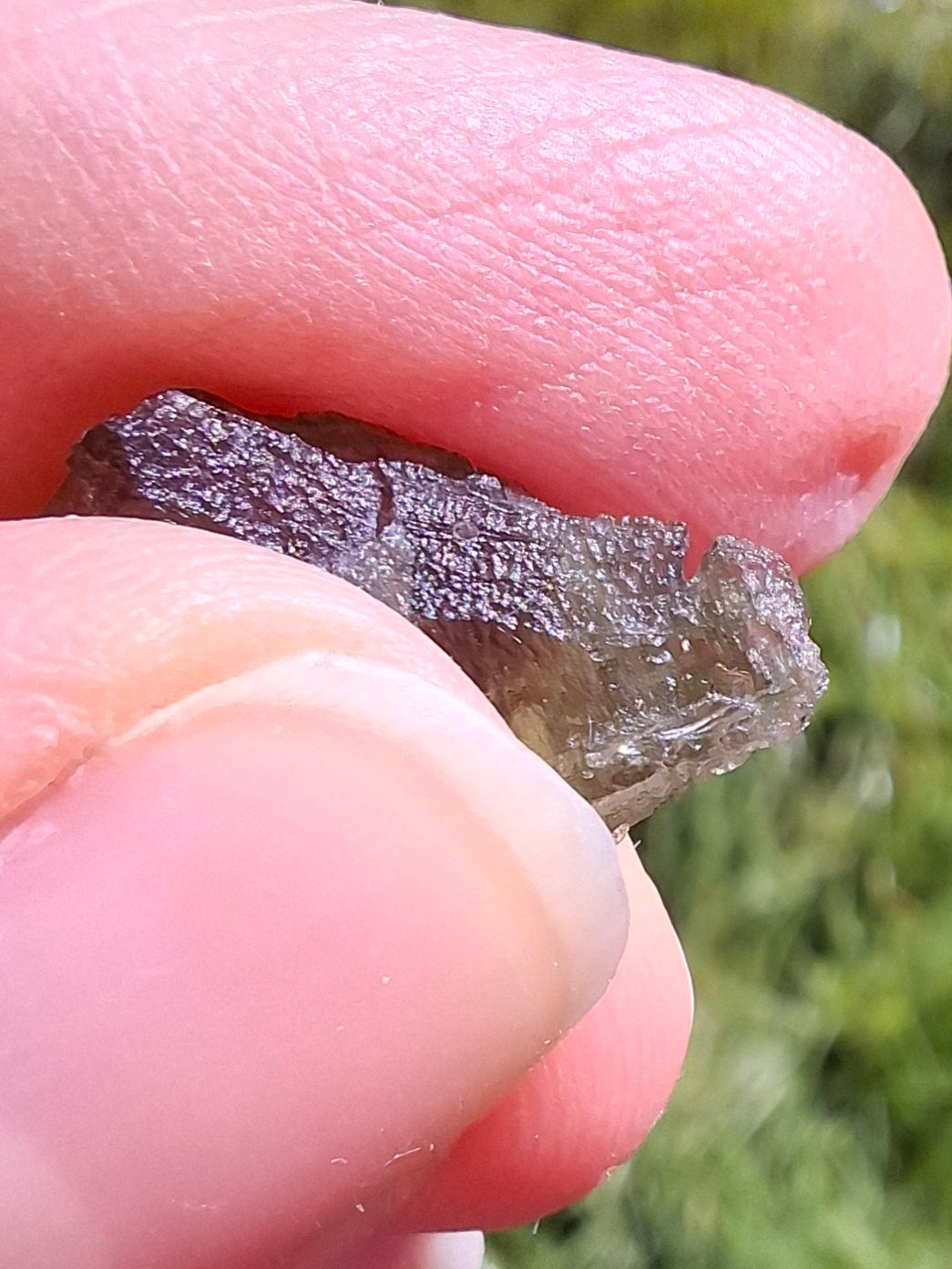DRILLED, Moldavite Piece, 0.75g, Tektite (Ref: D23)
