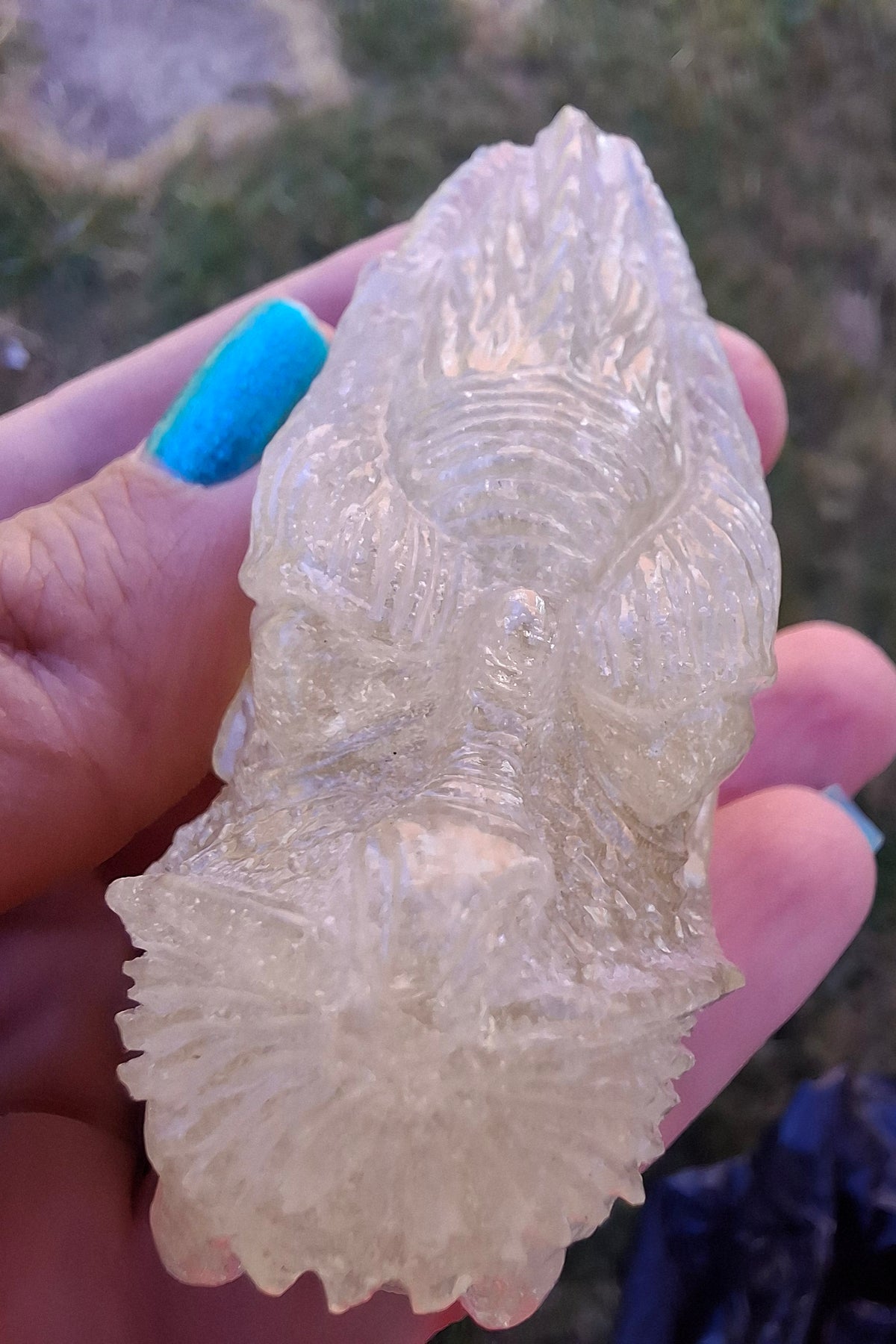 Libyan Desert Glass DRAGON HEAD Carving, 75.84g, Tektite (Ref: Dragon1)