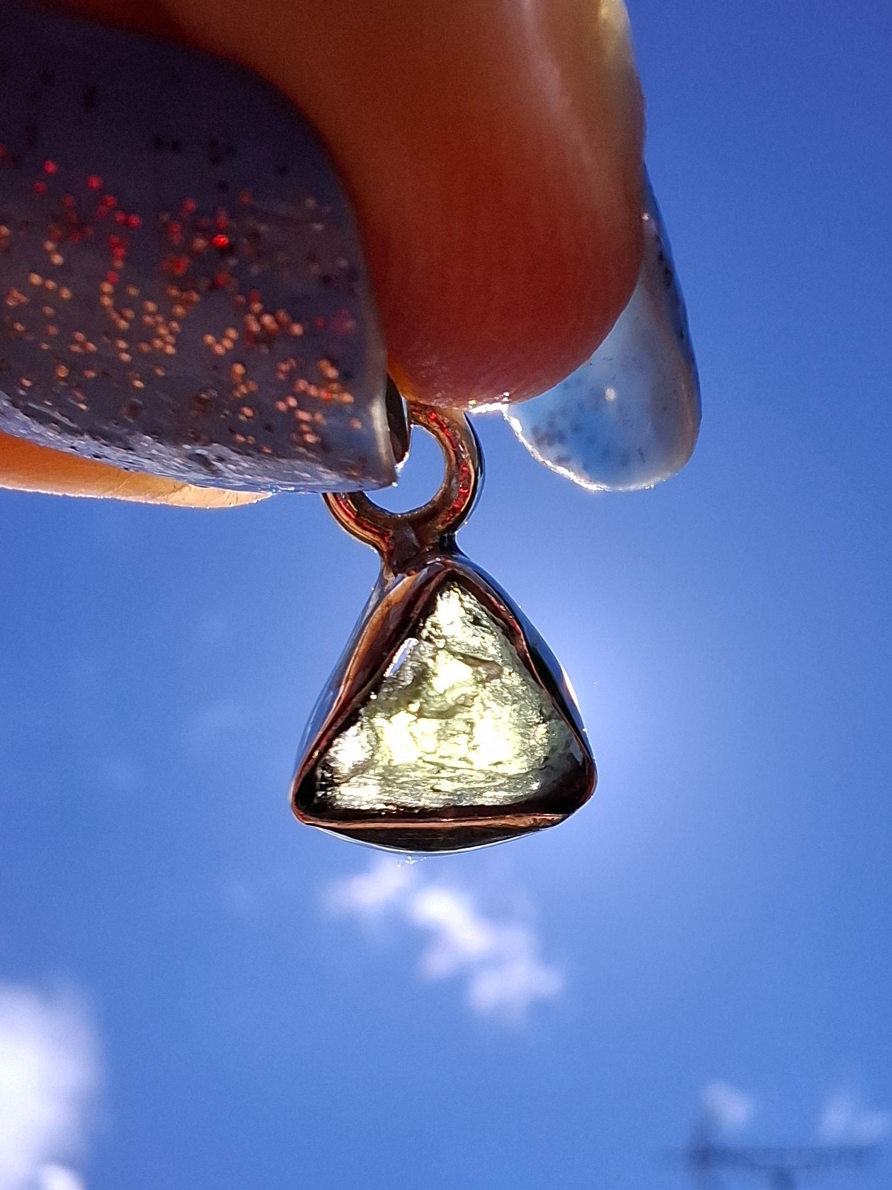 Moldavite Pendant, 925 Silver, Tektite (Ref: P83)