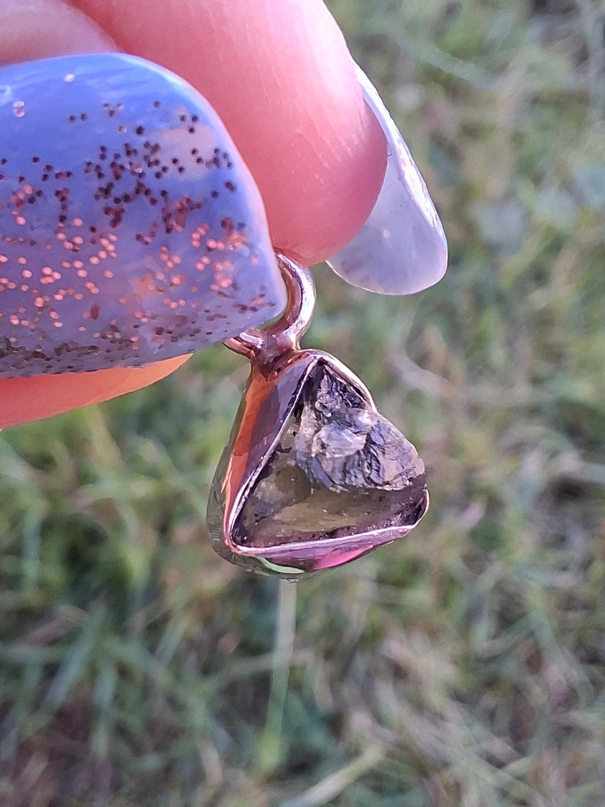 Moldavite Pendant, 925 Silver, Tektite (Ref: P83)