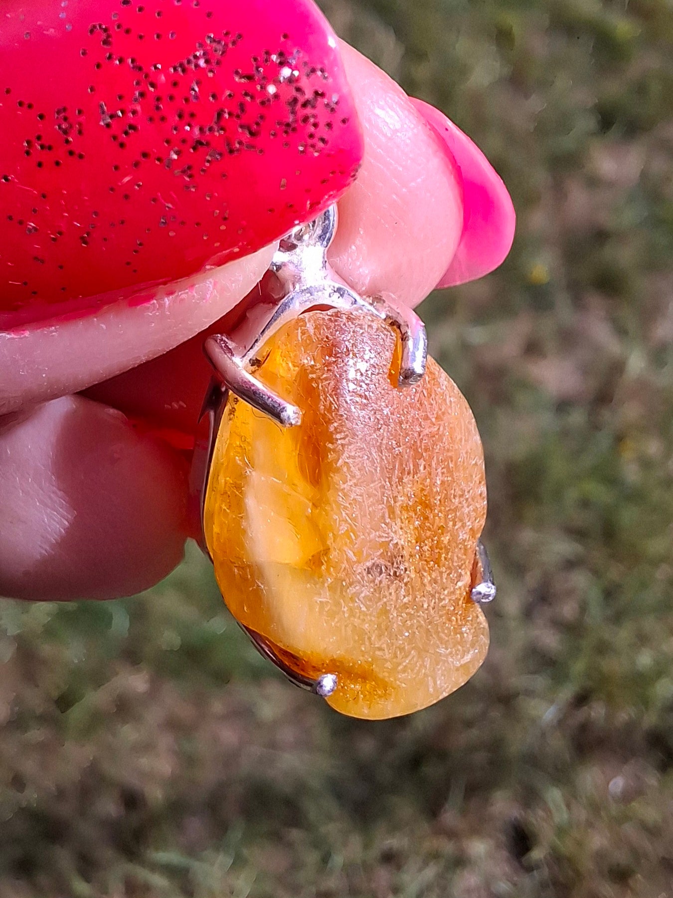 Baltic Amber Pendant, 925 Silver, Fossil (Ref: AP5)