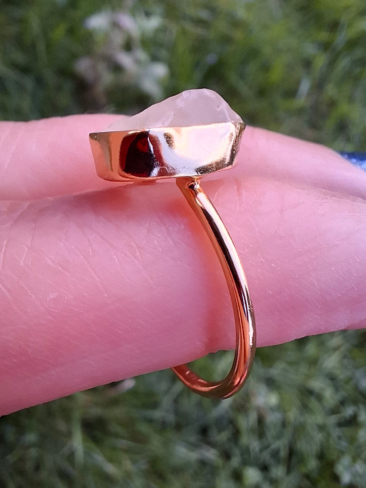 Libyan Desert Glass Ring, 14K GOLD Plated, size large N, Tektite (Ref: LR79)