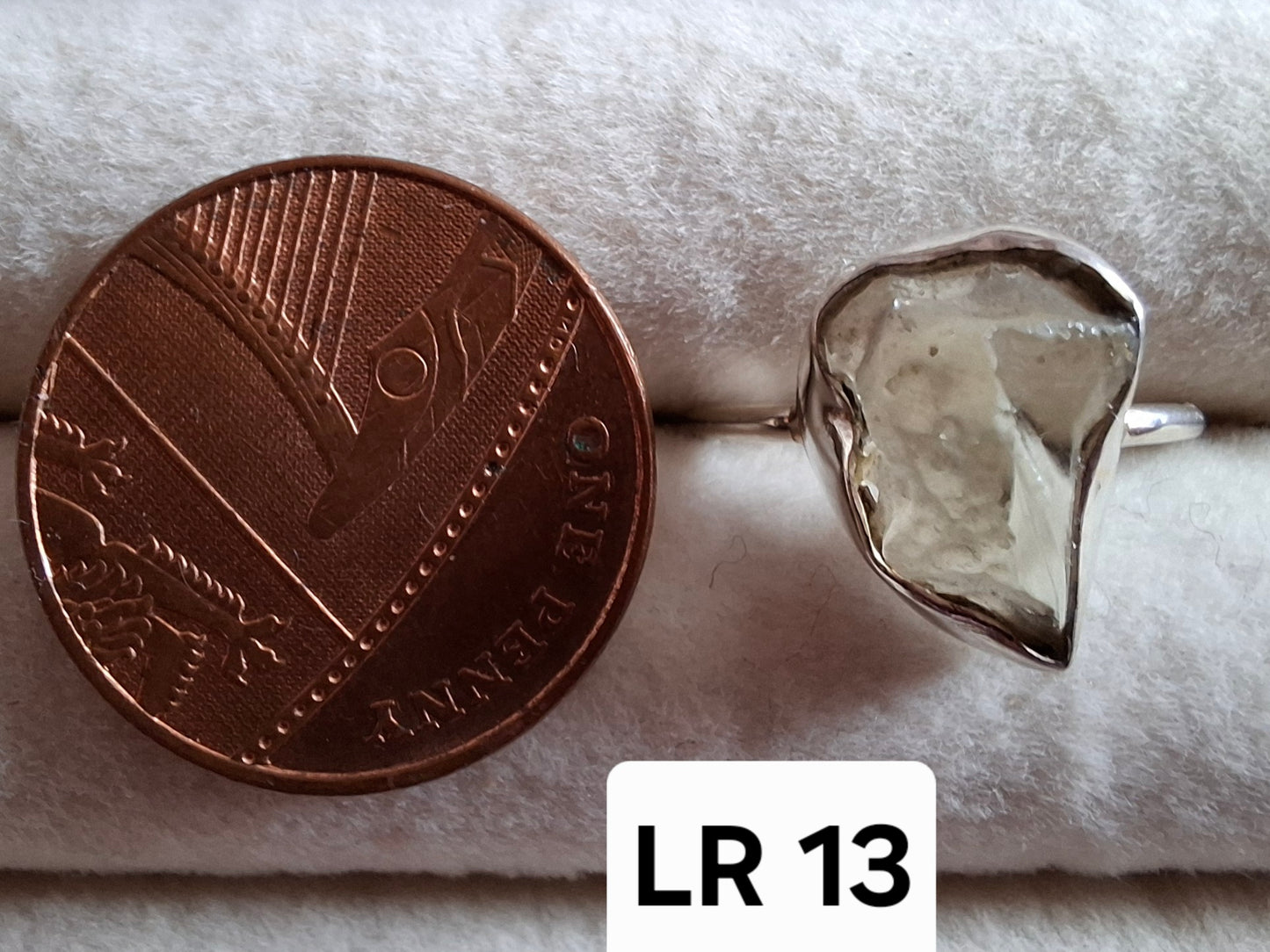 Libyan Desert Glass Ring, size large K, 925 Silver, Tektite (Ref: LR13)