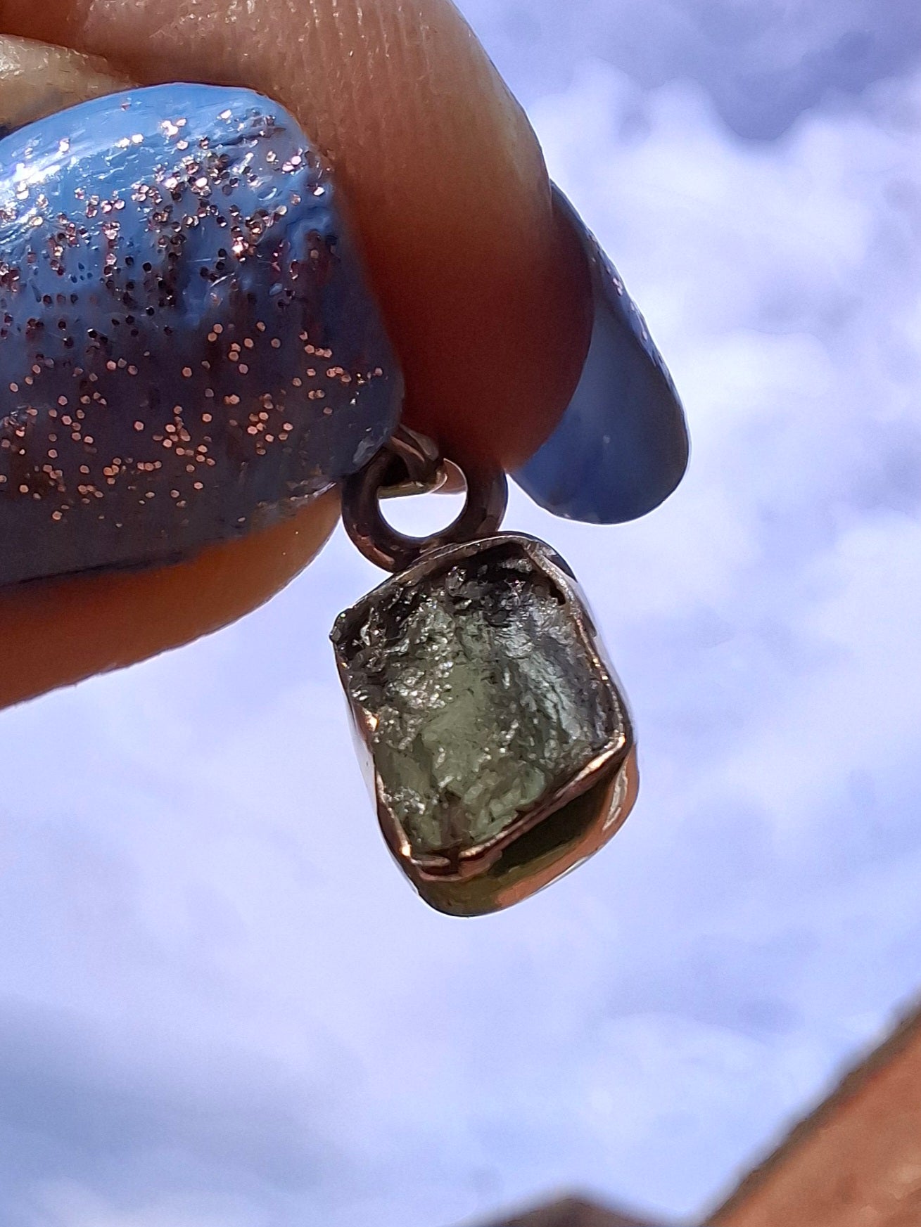 Moldavite Pendant, 925 Silver, Tektite (Ref: P61)