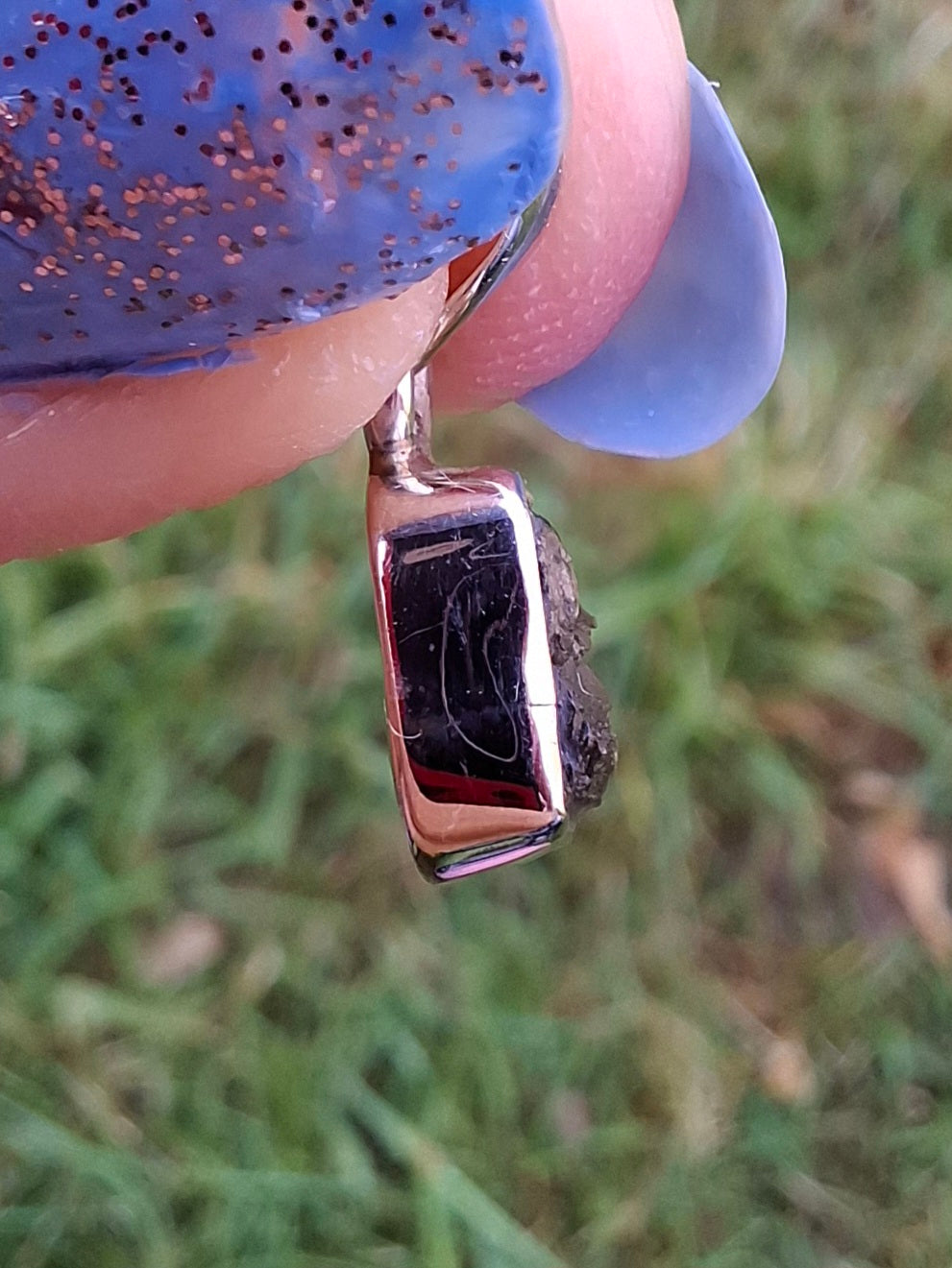 Moldavite Pendant, 925 Silver, Tektite (Ref: P44)