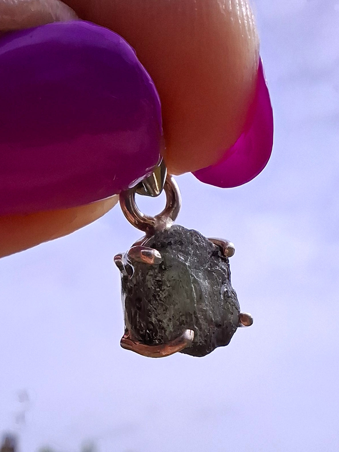 Moldavite Claw Pendant, 925 Silver, Tektite (Ref: P17)