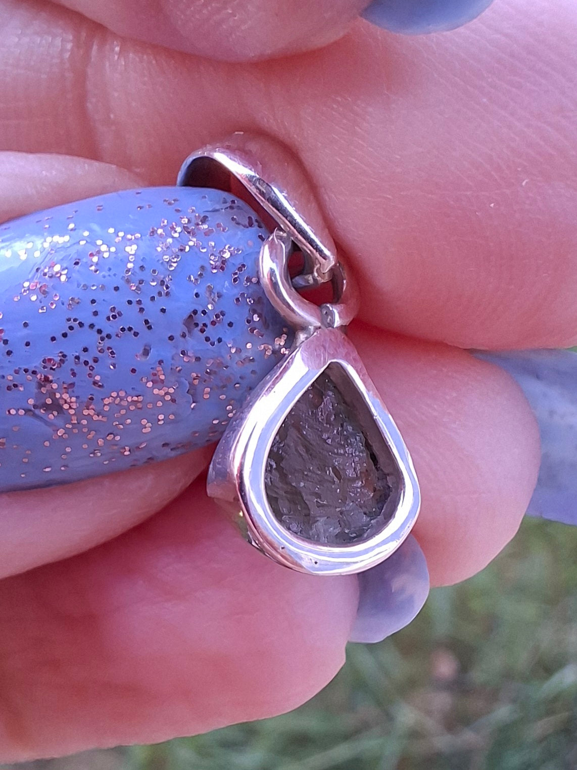 Moldavite Pendant, 925 Silver, Tektite (Ref: P81)