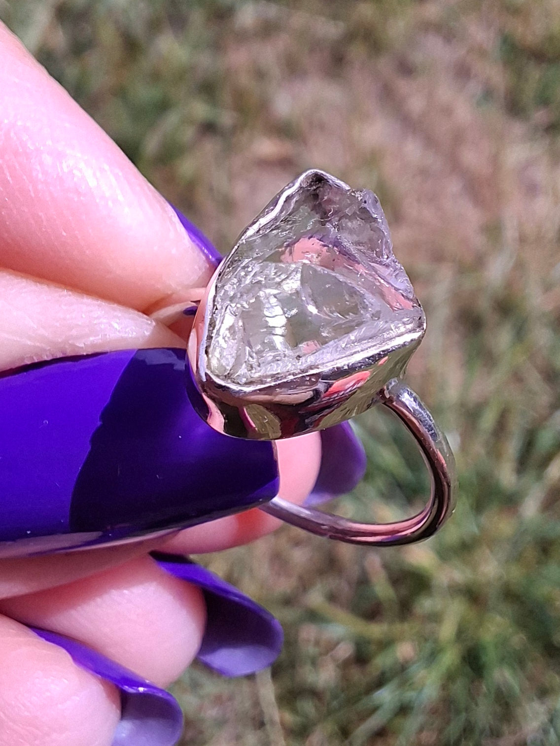 Libyan Desert Glass Ring, size large J/small K, 925 Silver, Tektite (Ref: LR10)