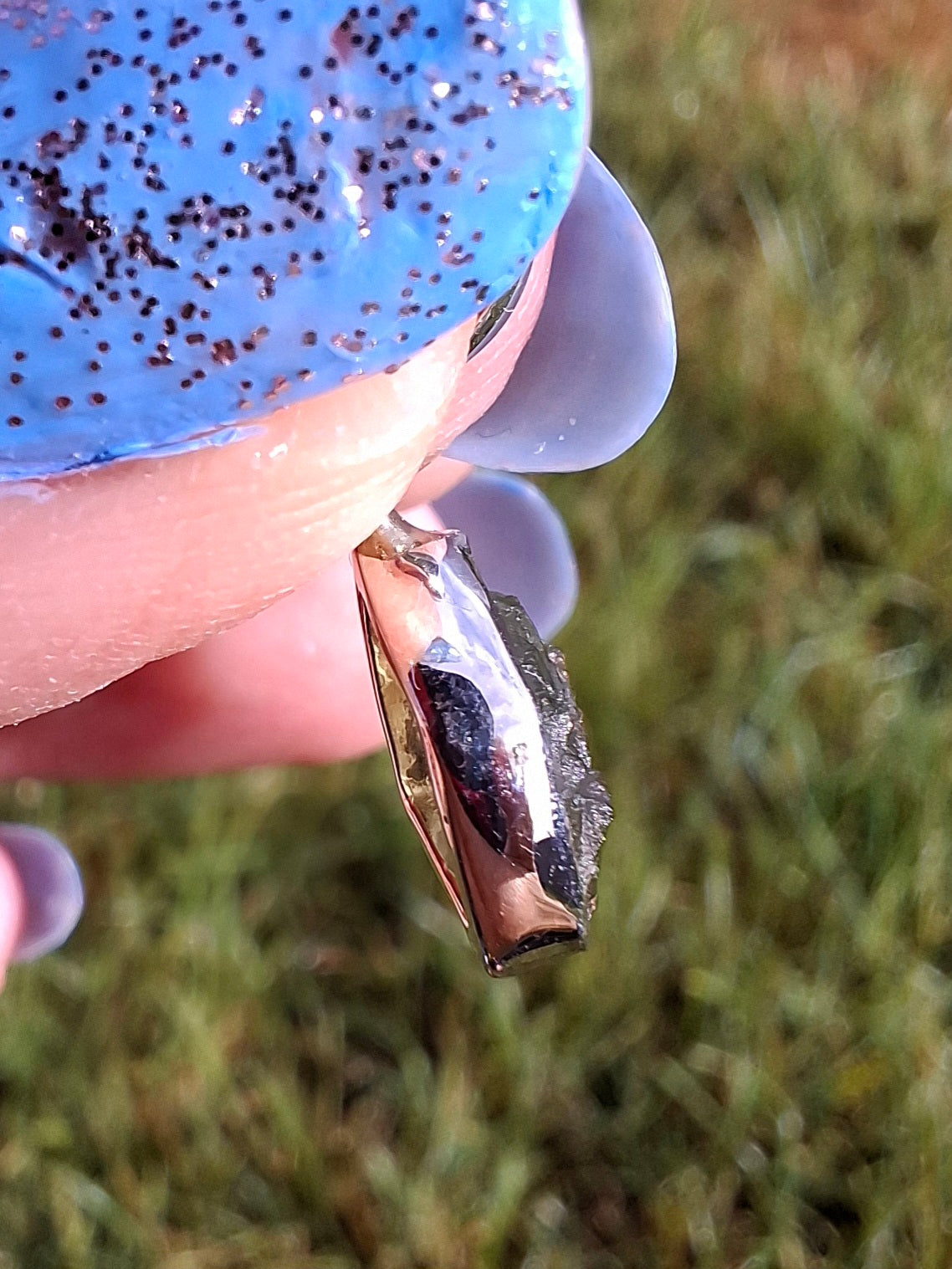 Moldavite Pendant, 925 Silver, Tektite (Ref: P52)