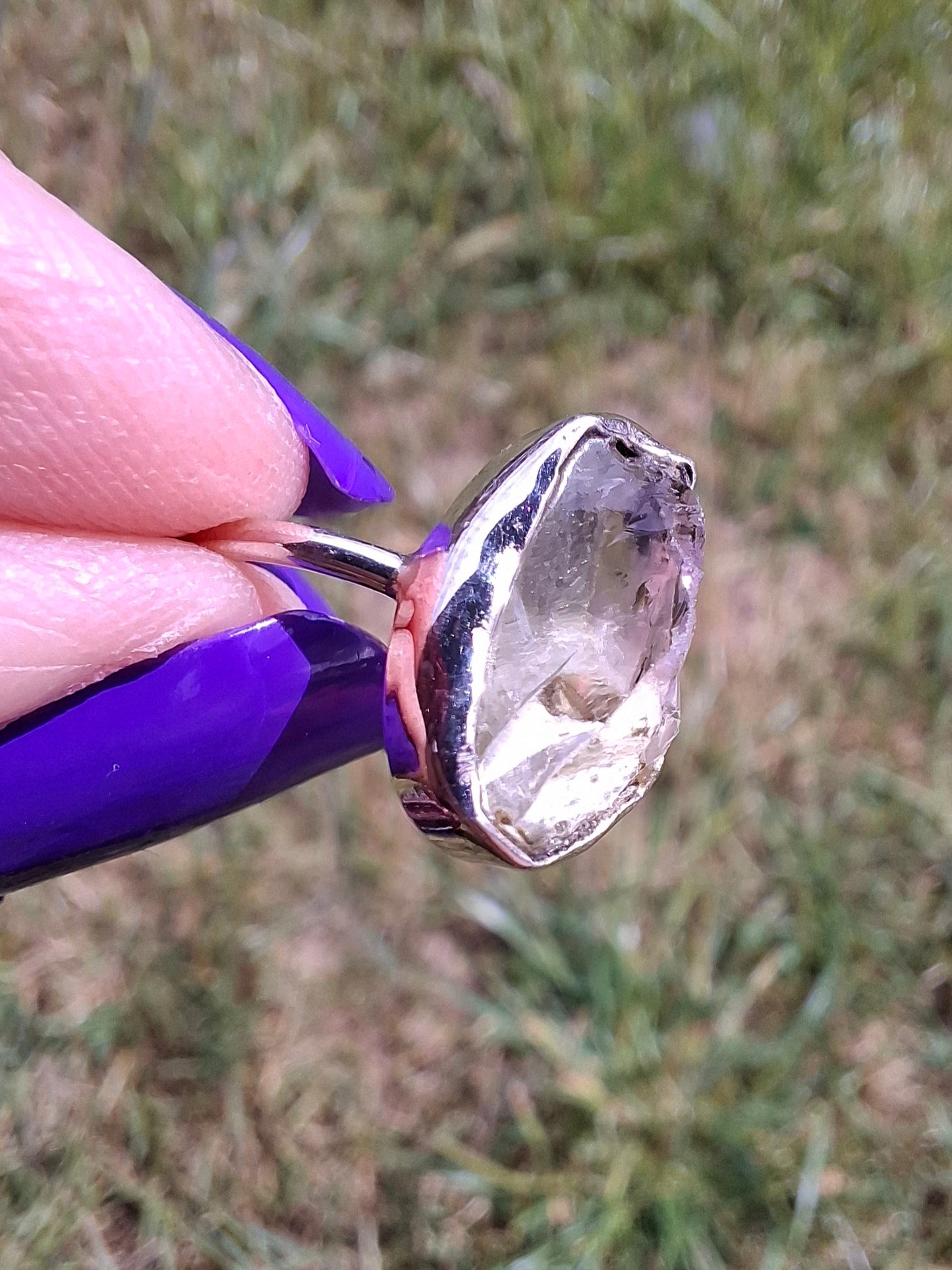 Libyan Desert Glass Ring, size K, 925 Silver, Tektite 🌈 (Ref: LR12)