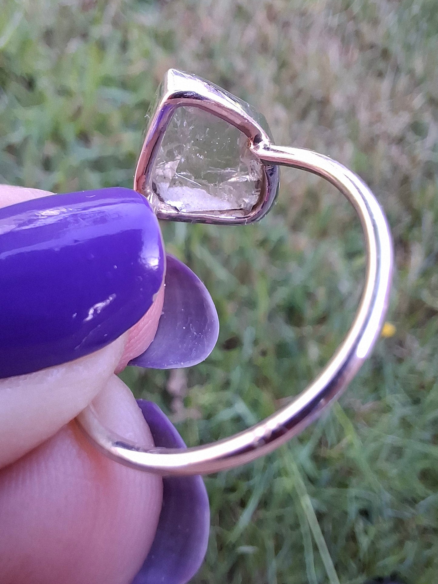 Libyan Desert Glass Ring, size T, 925 silver, Tektite (Ref: LR49)
