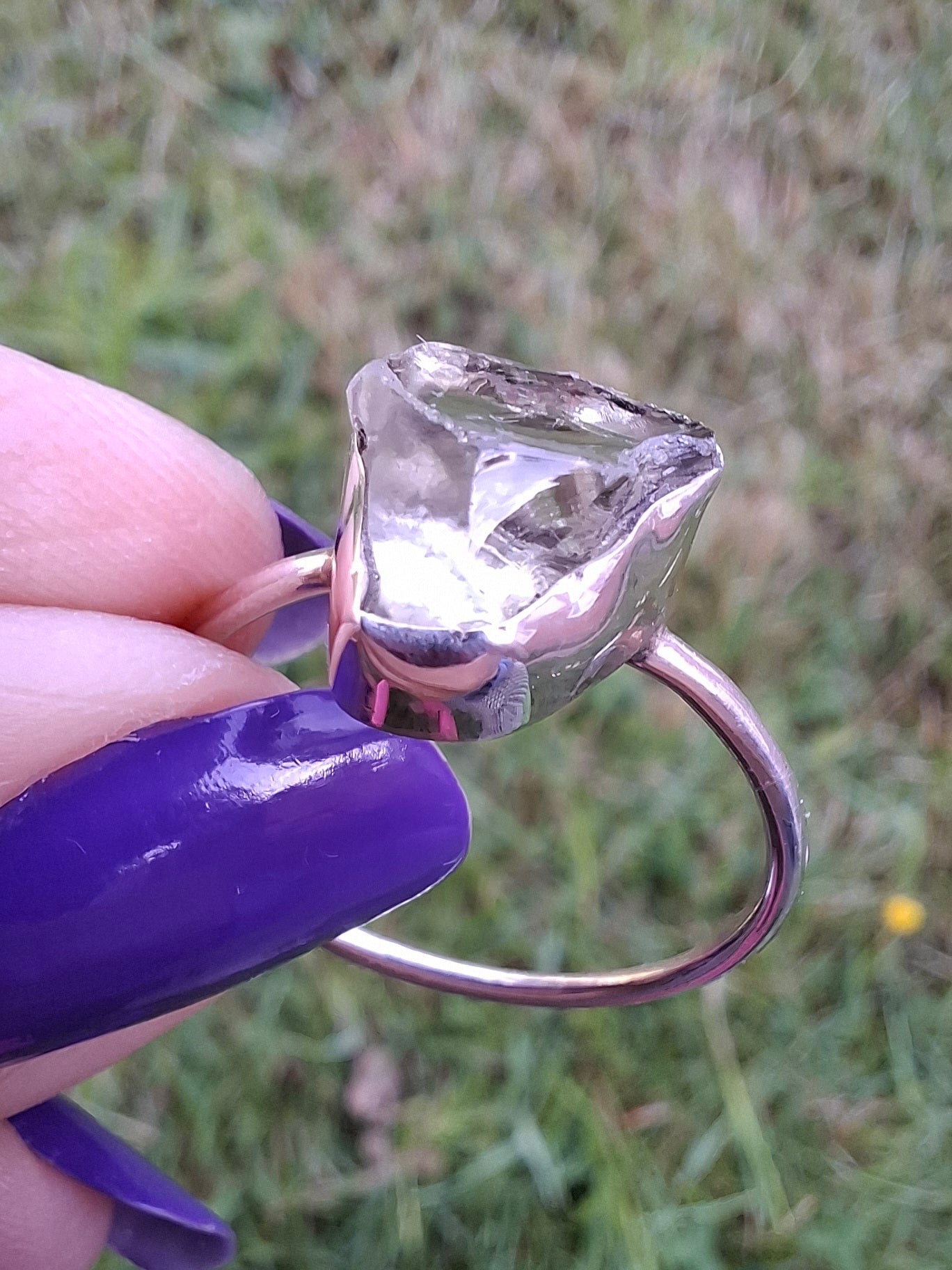 Libyan Desert Glass Ring, size large V, 925 Silver, Tektite (Ref: LR56)