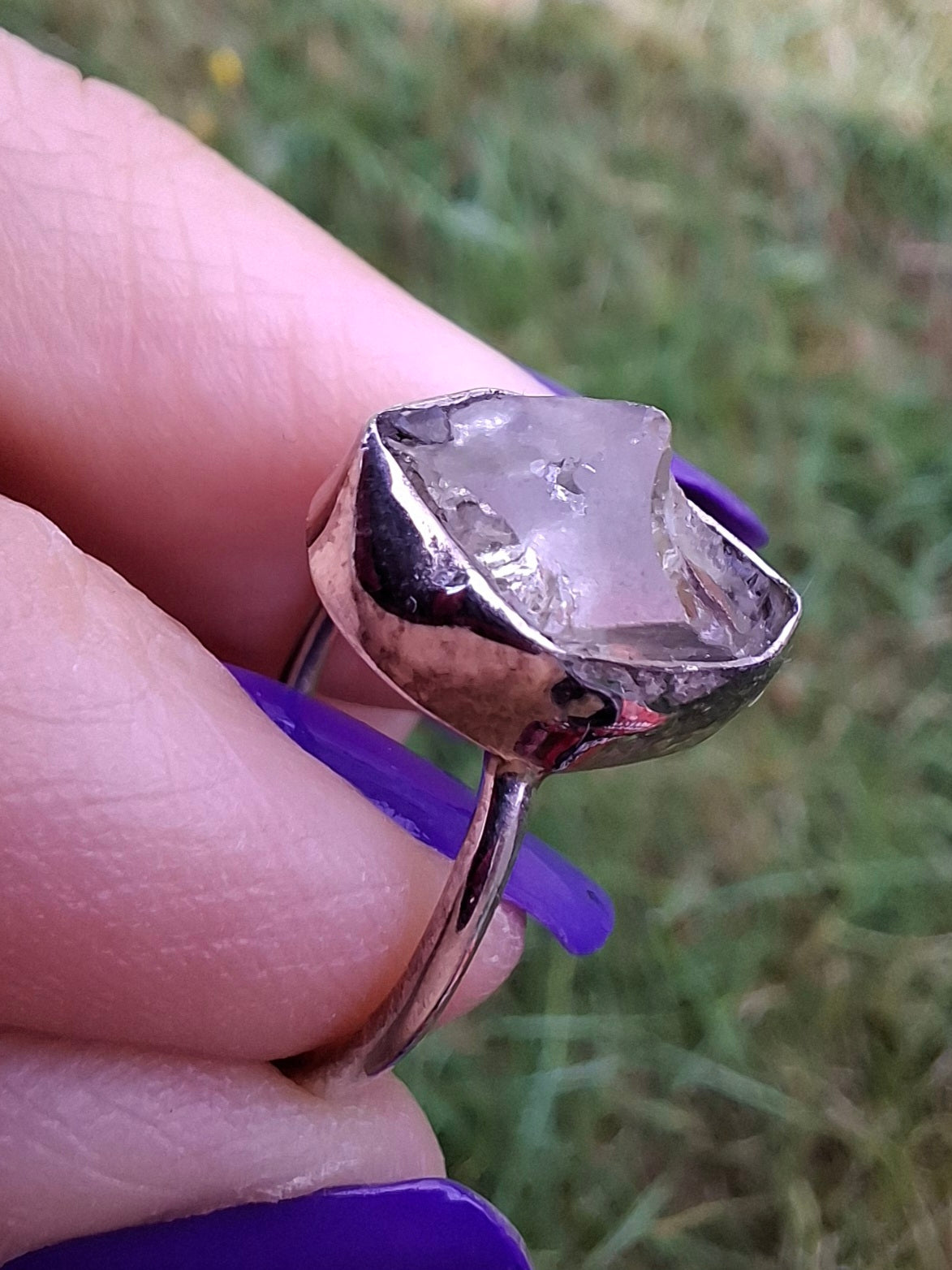 Libyan Desert Glass Ring, size J, 925 Silver, Tektite (Ref: LR6)