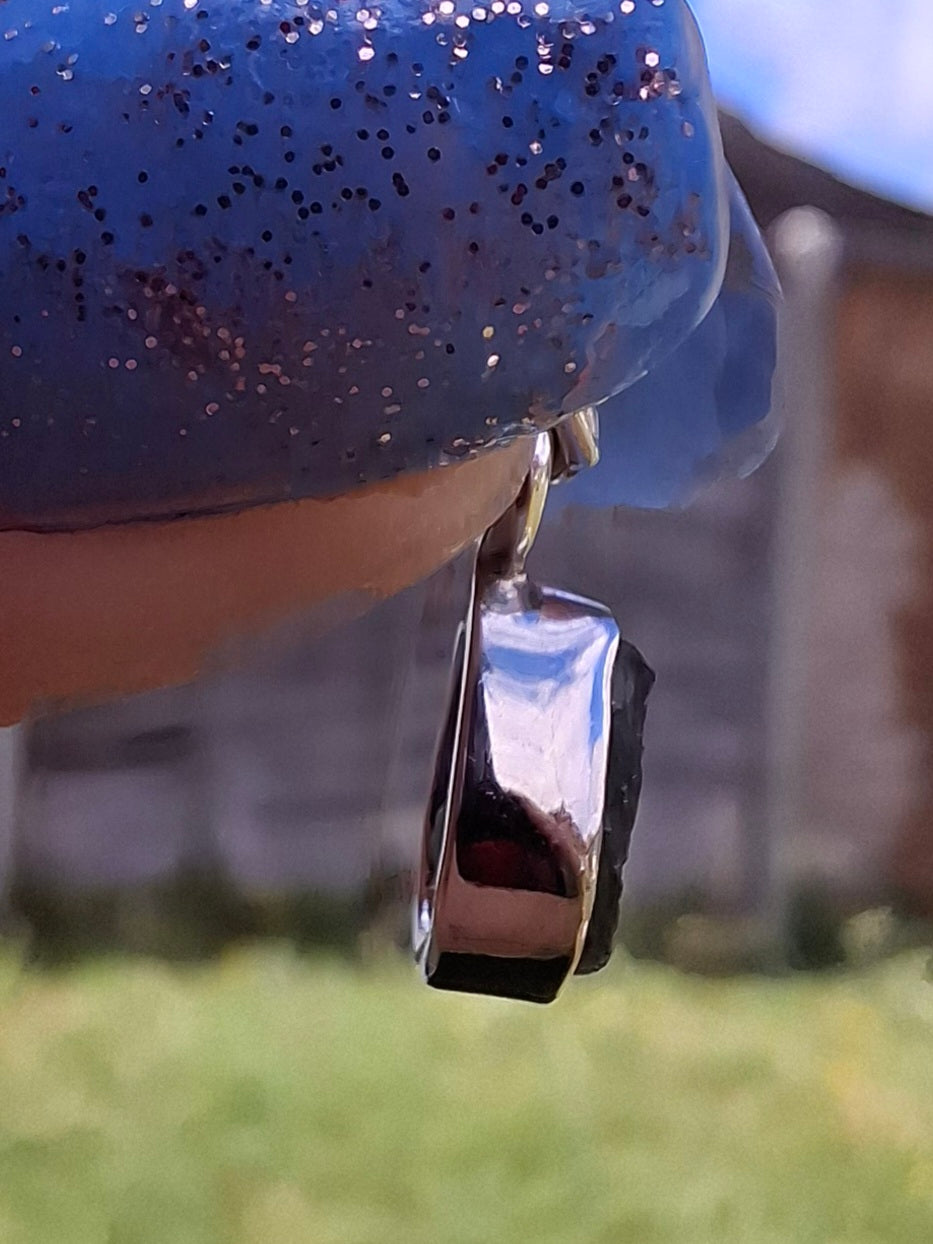 Moldavite Pendant, 925 Silver, Tektite (Ref: P78)