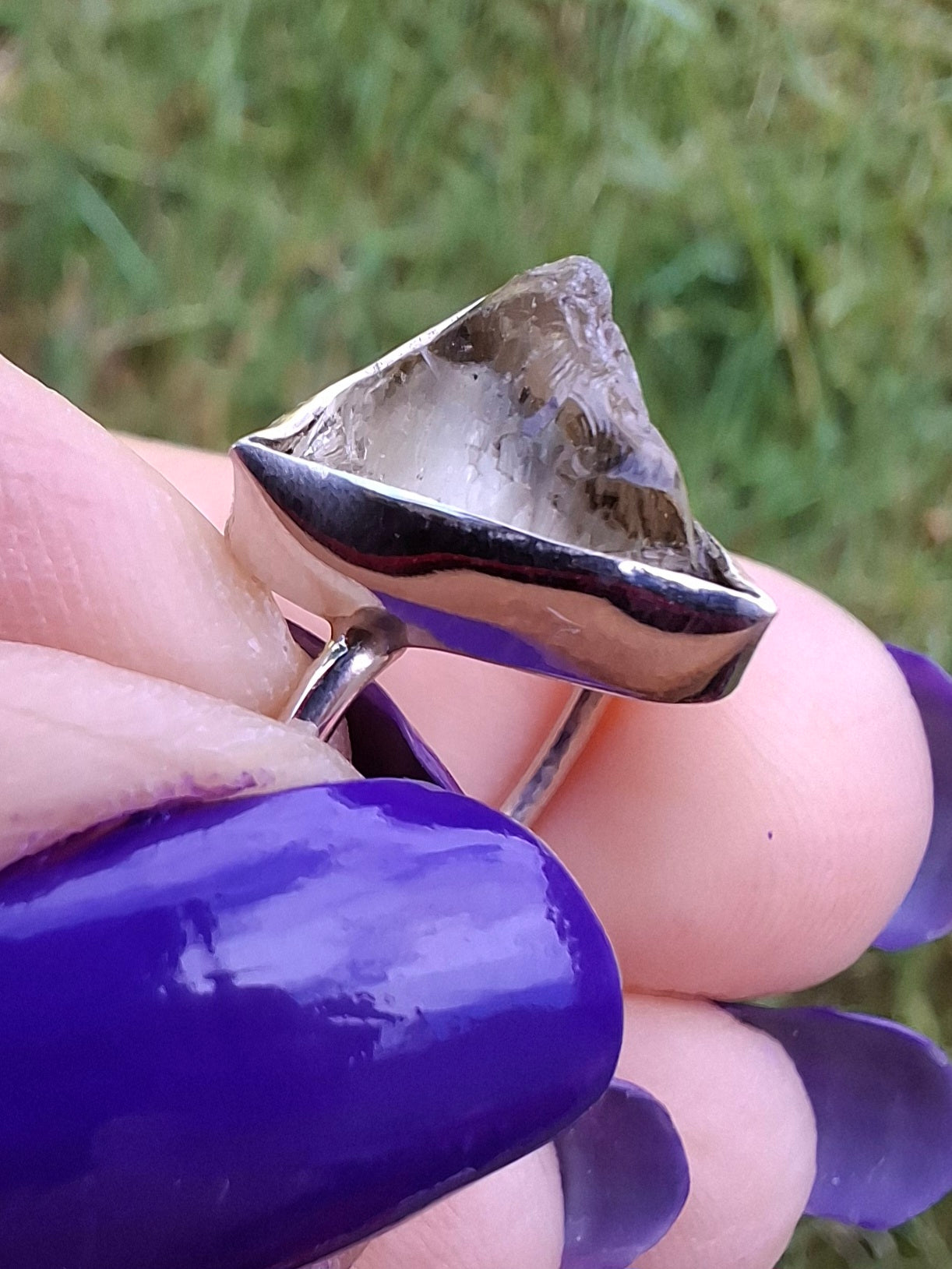 Libyan Desert Glass Ring, size large J/small K, 925 Silver, Tektite (Ref: LR11)
