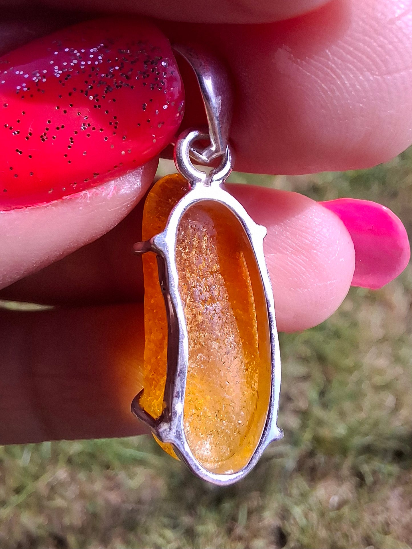 Baltic Amber Pendant, 925 Silver, Fossil (Ref: AP6)