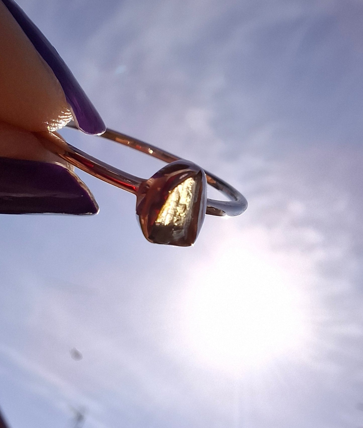 Moldavite Ring, size large R/small S, 925 Silver, Tektite (Ref: R54)