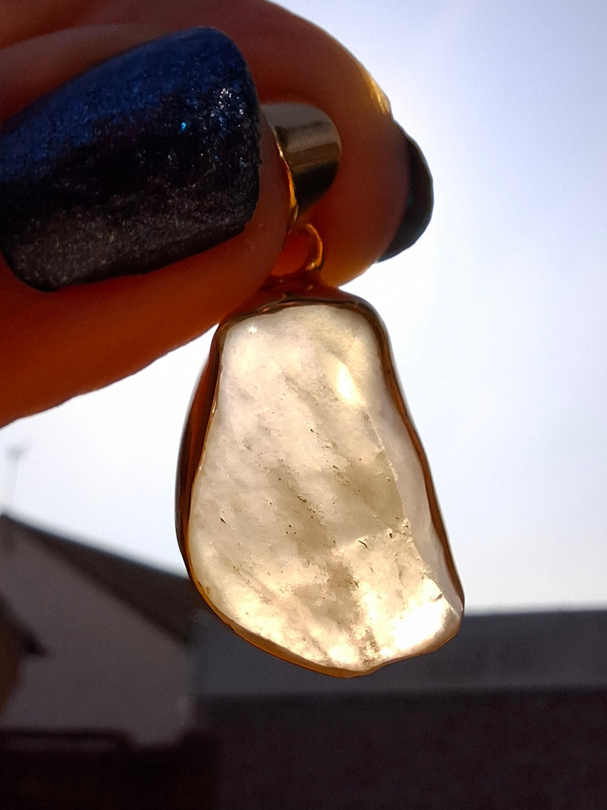 Libyan Desert Glass Pendant, 14K GOLD Plated, Tektite (Ref: LP117)