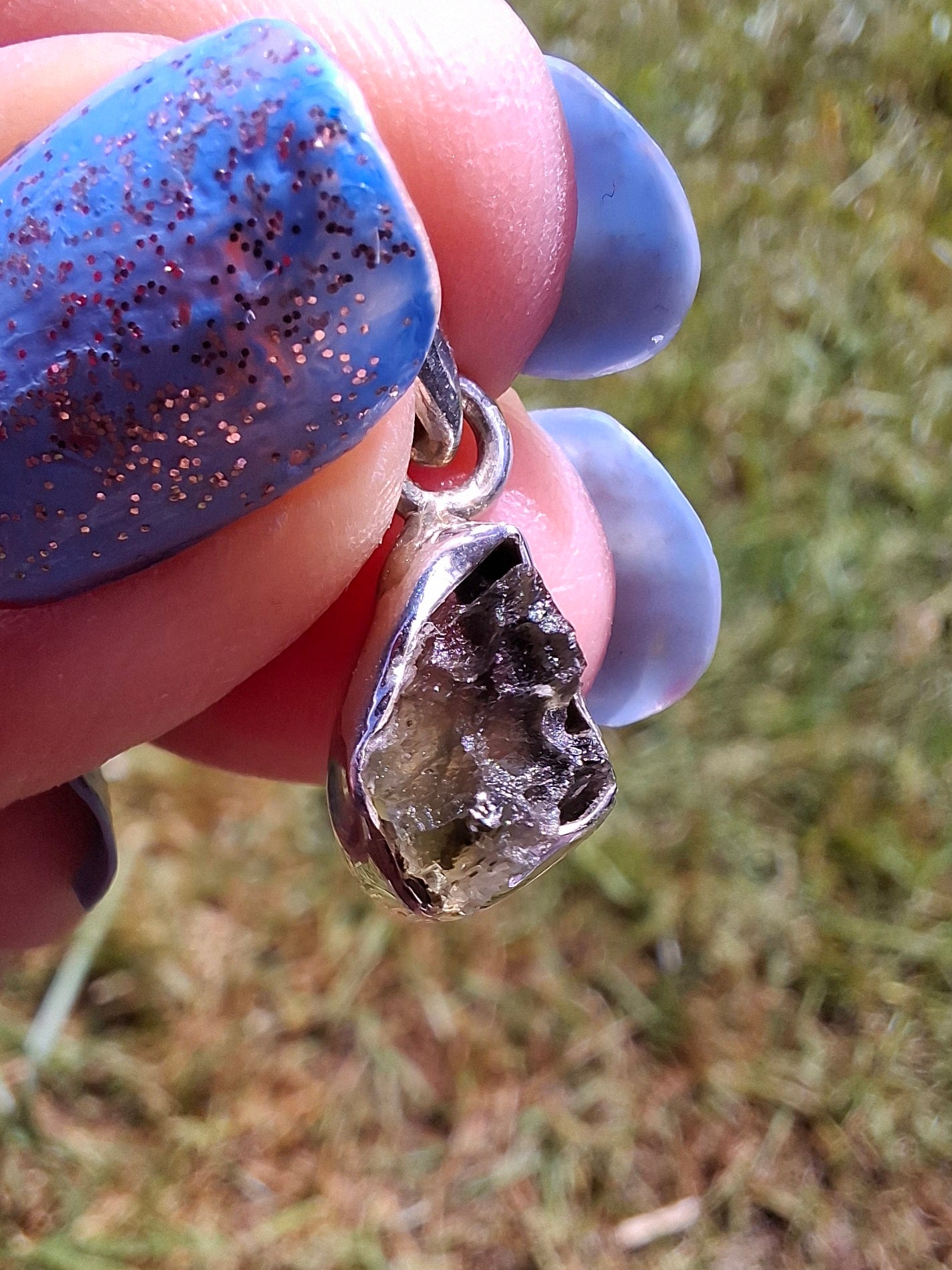 Moldavite Pendant, 925 Silver, Tektite (Ref: P65)