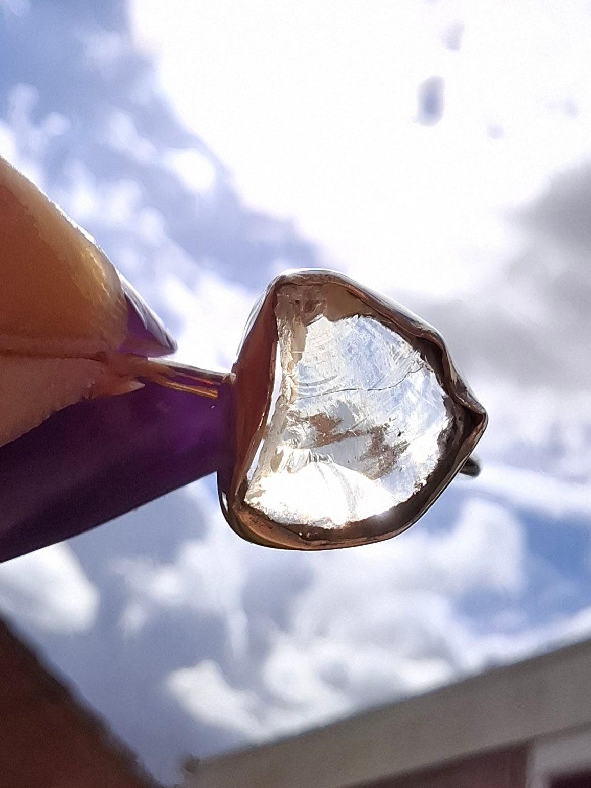 Libyan Desert Glass Ring, size large V, 925 Silver, Tektite (Ref: LR54)