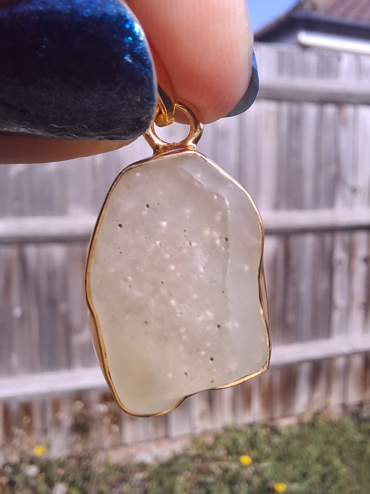 Libyan Desert Glass Pendant, 14K GOLD Plated, Tektite (Ref: LP123)