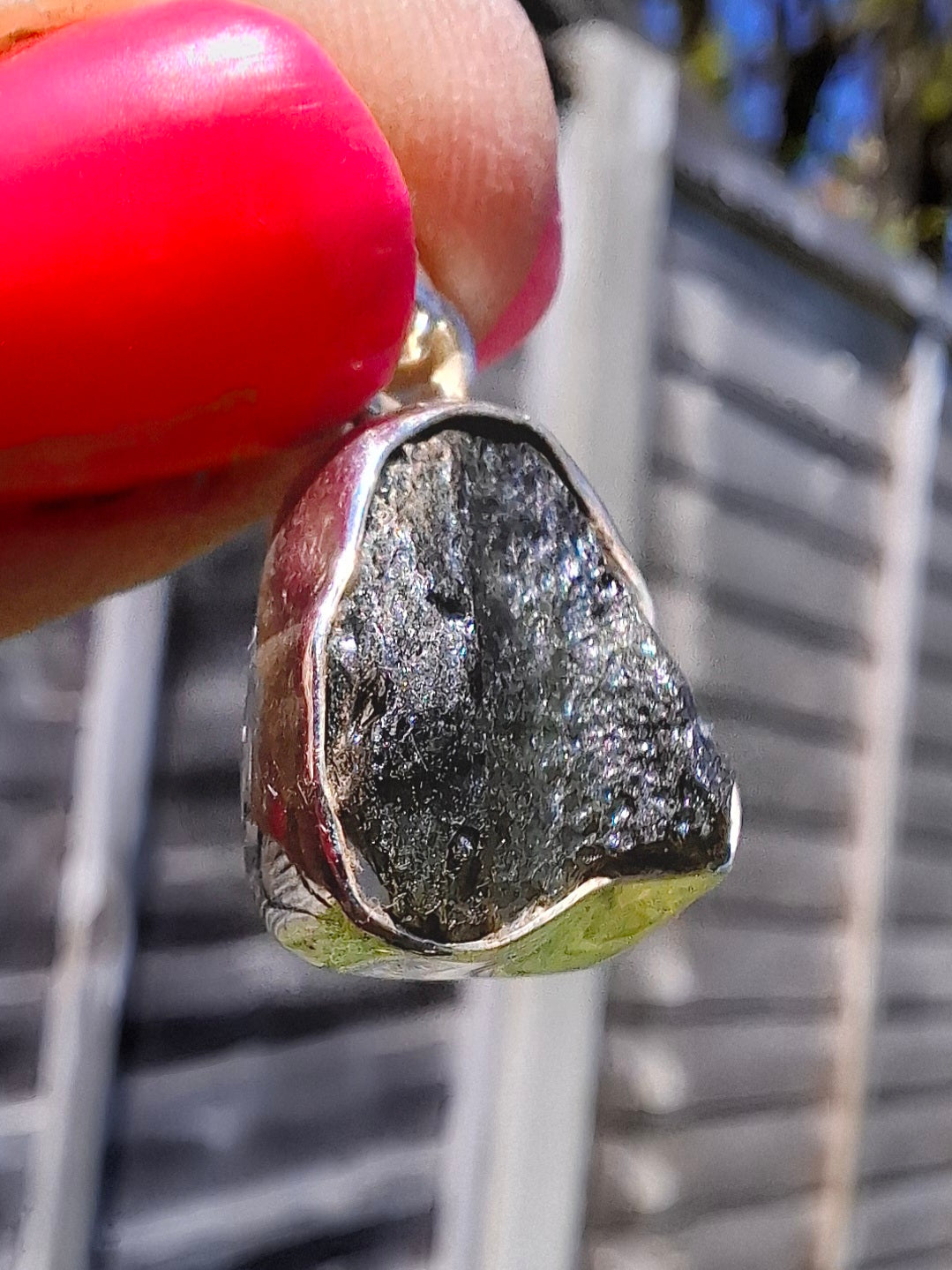 Moldavite Pendant, 925 Silver, Tektite (Ref: P440)