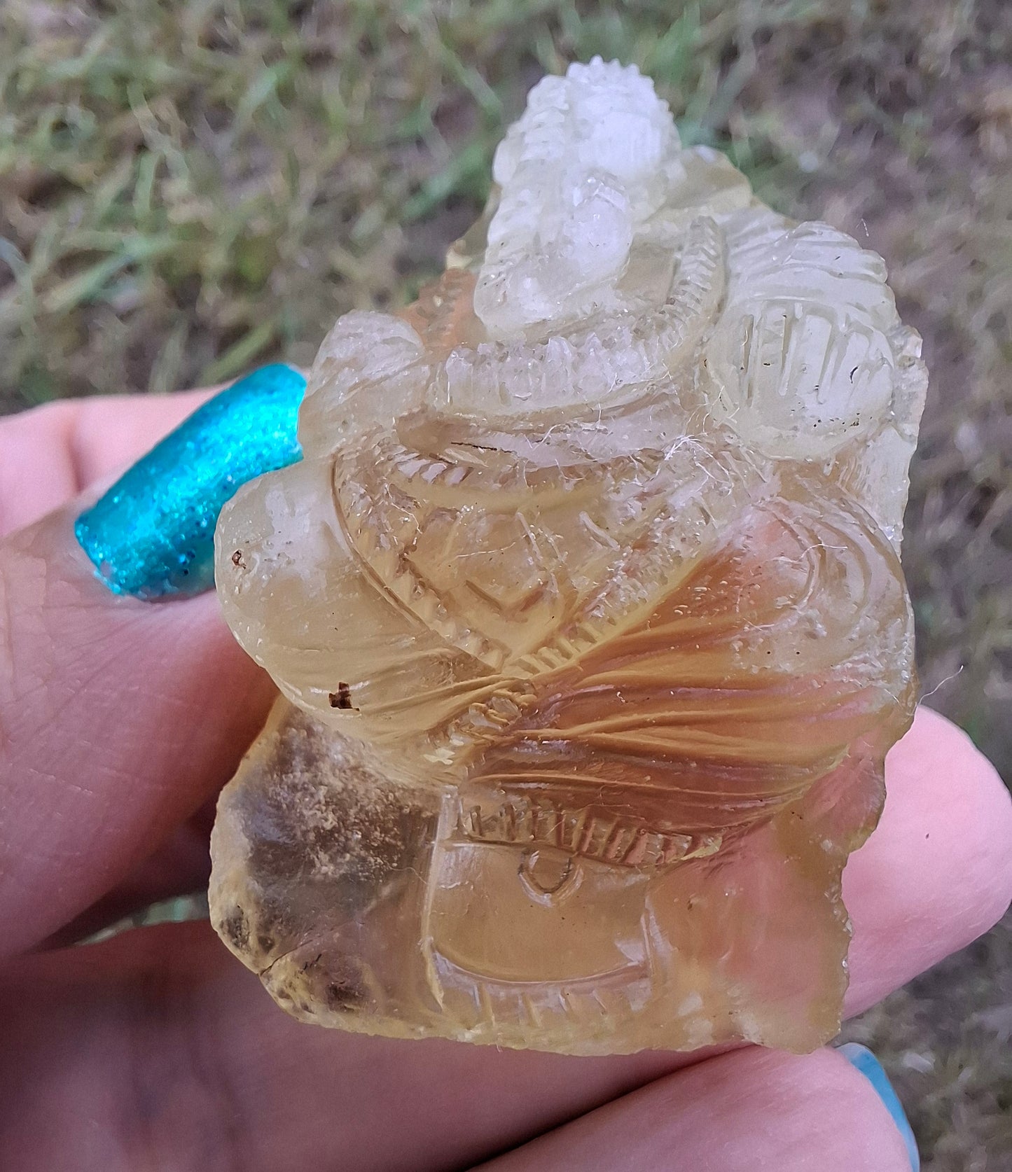 Libyan Desert Glass carving, GANESHA, 26.47g, Tektite (Ref: Ganesha1)