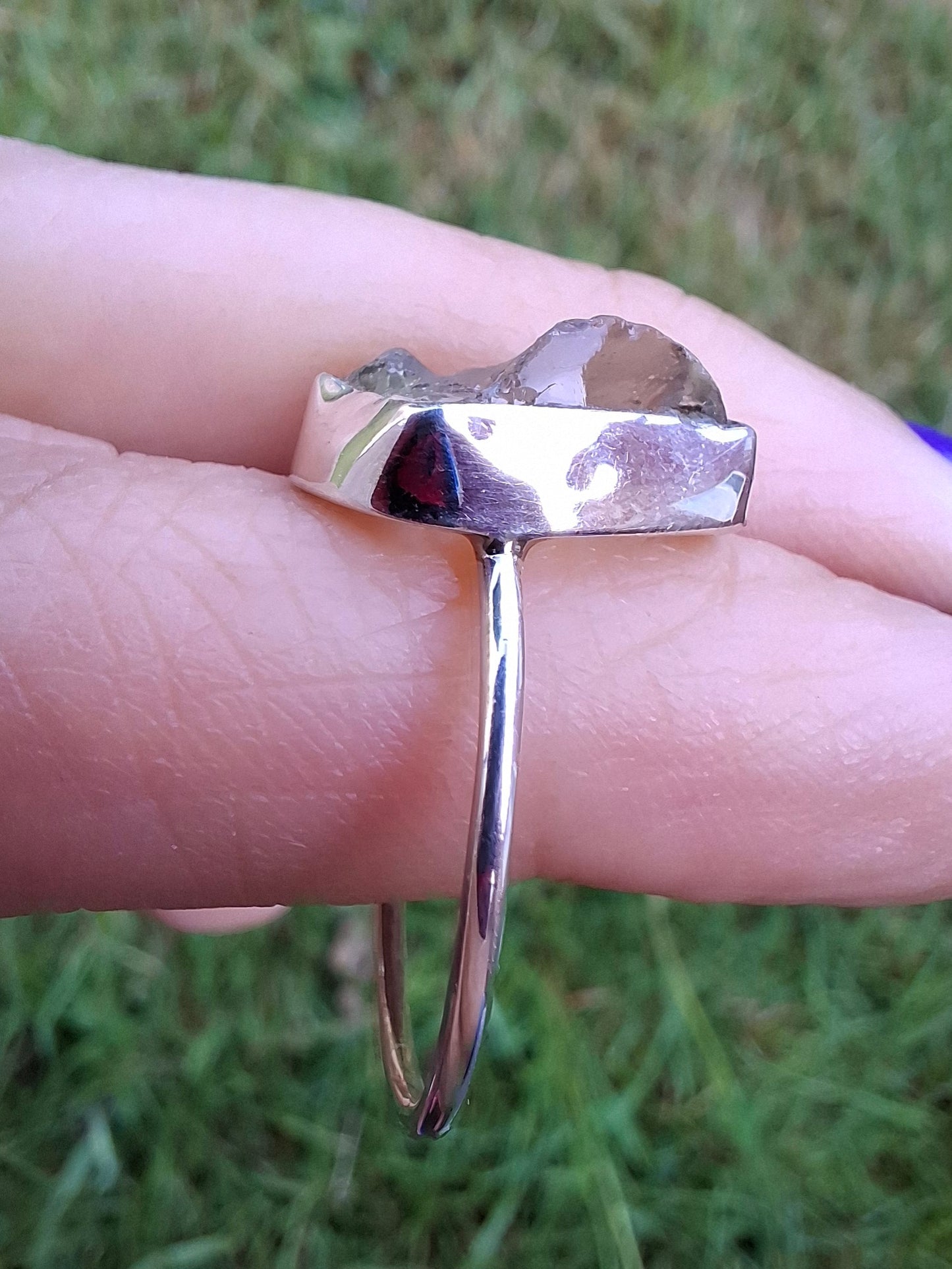 Libyan Desert Glass Ring, size U, 925 Silver, Tektite (Ref: LR52)