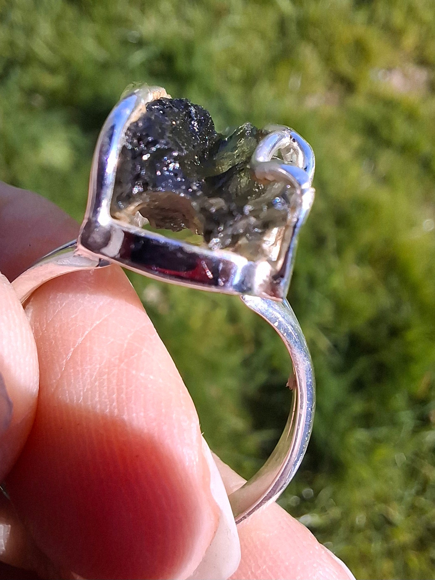 Moldavite Ring, size U, 925 Silver (Ref: R13)