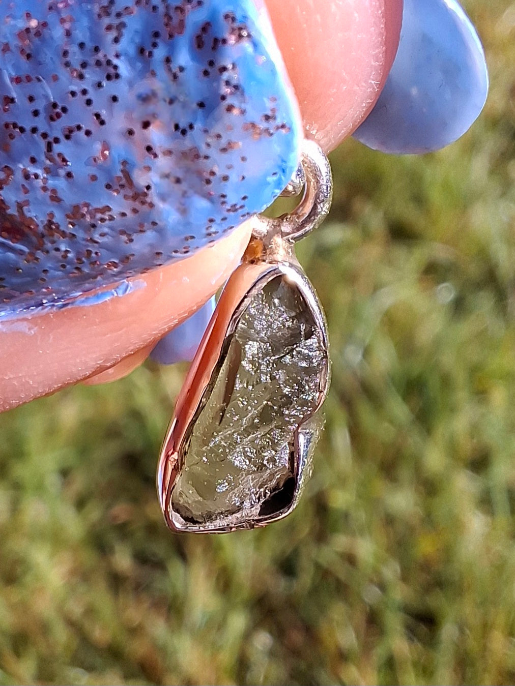 Moldavite Pendant, 925 Silver, Tektite (Ref: P46)