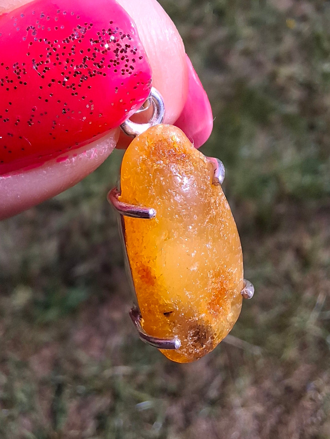 Baltic Amber Pendant, 925 Silver, Fossil (Ref: AP8)