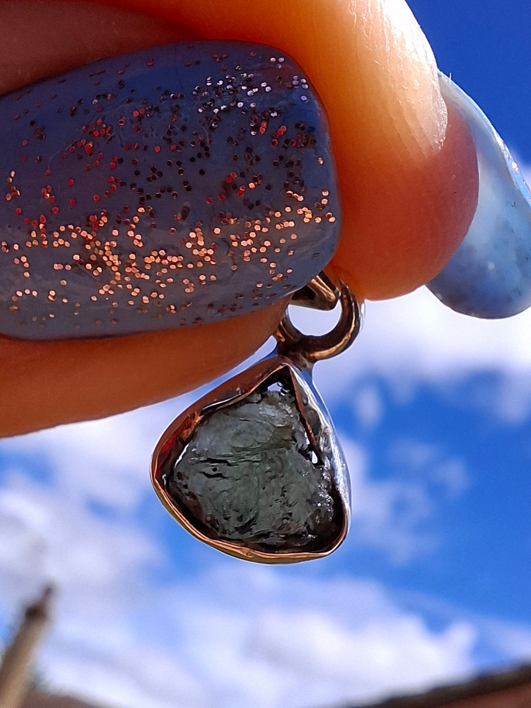 Moldavite Pendant, 925 Silver, Tektite (Ref: P69)