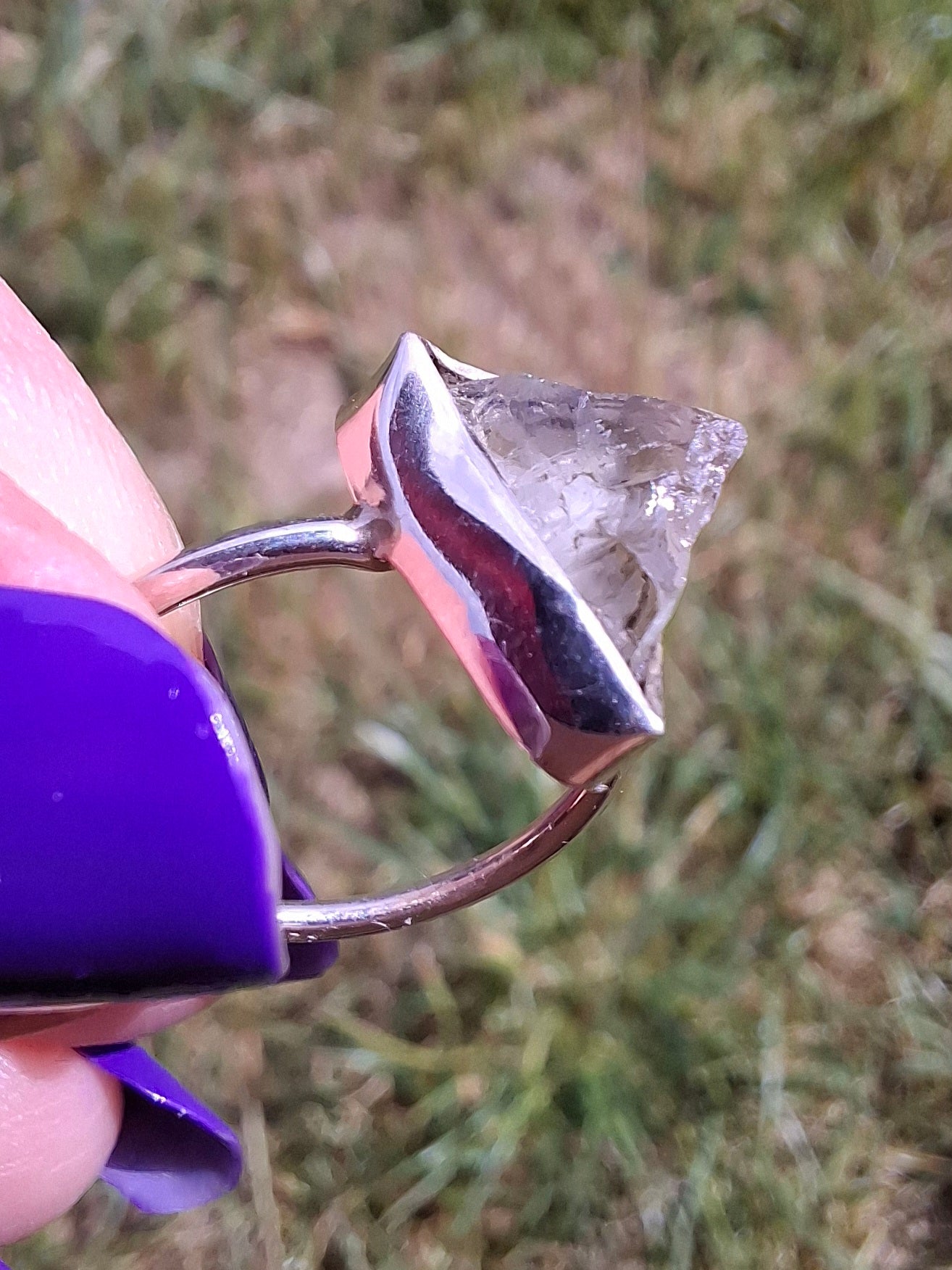 Libyan Desert Glass Ring, size large J/small K, 925 Silver, Tektite (Ref: LR11)
