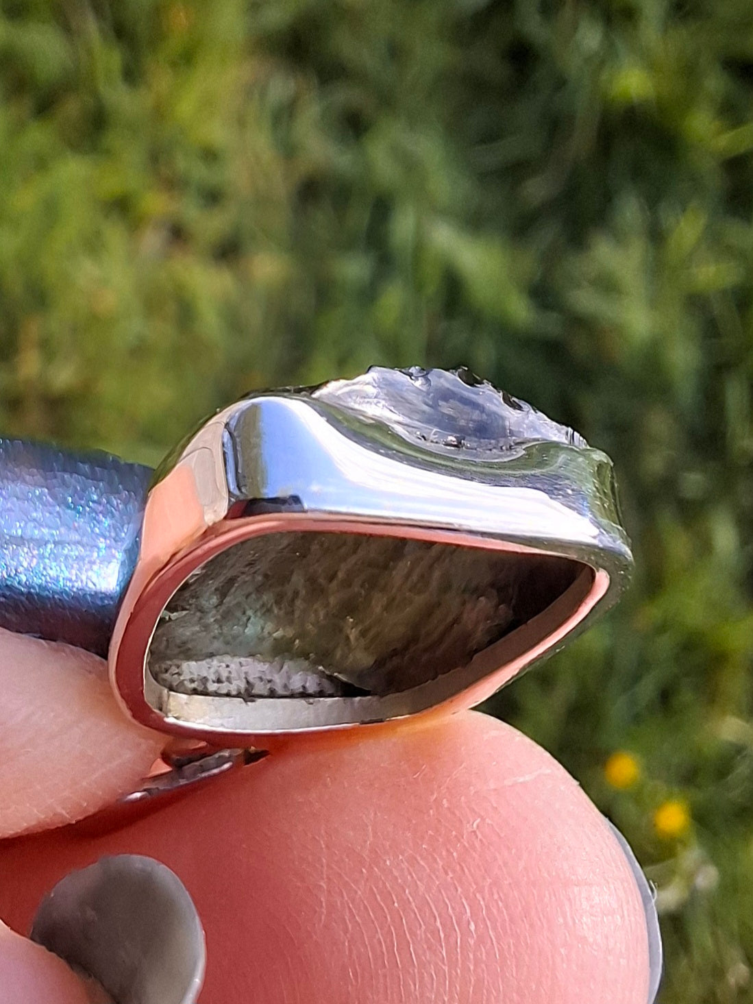 Moldavite Pendant, 925 Silver, Tektite (Ref: P9)