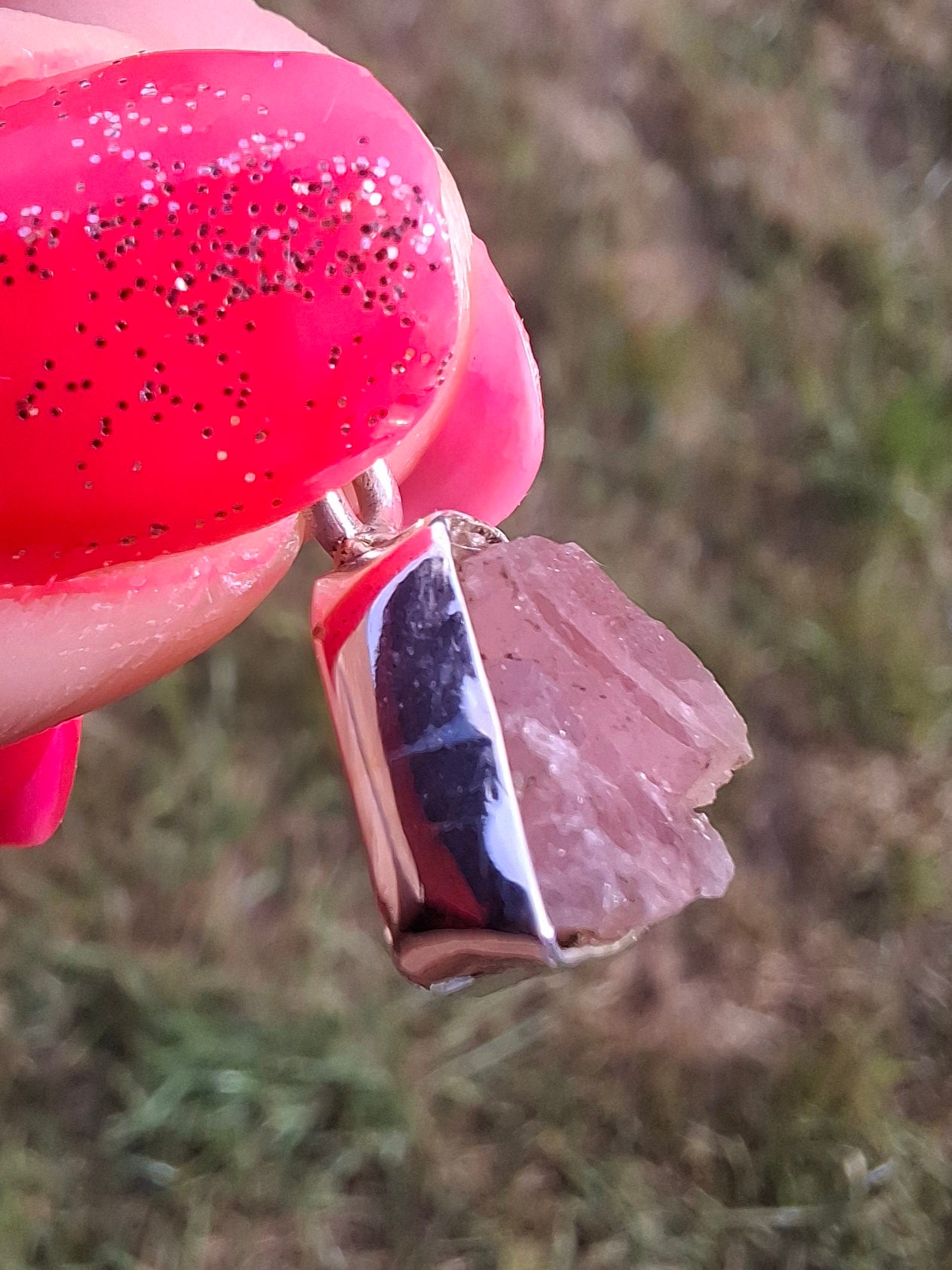 Pink Tourmaline Pendant, 925 Silver, Crystal (Ref: PT74)