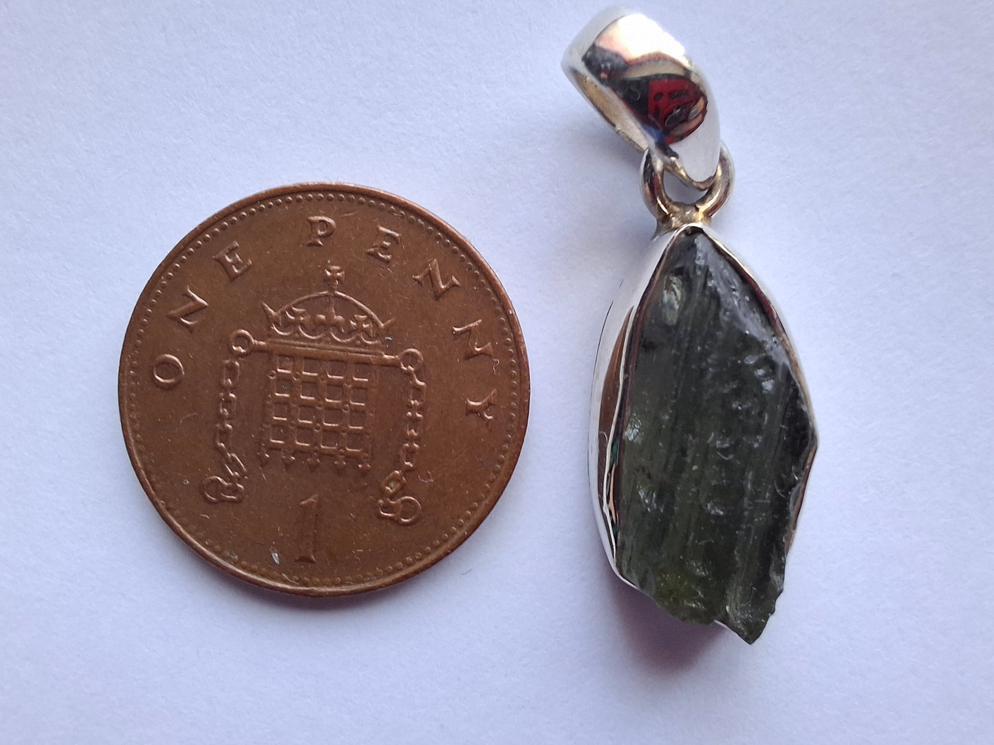Moldavite Pendant, 925 Silver, Tektite (Ref: P13)