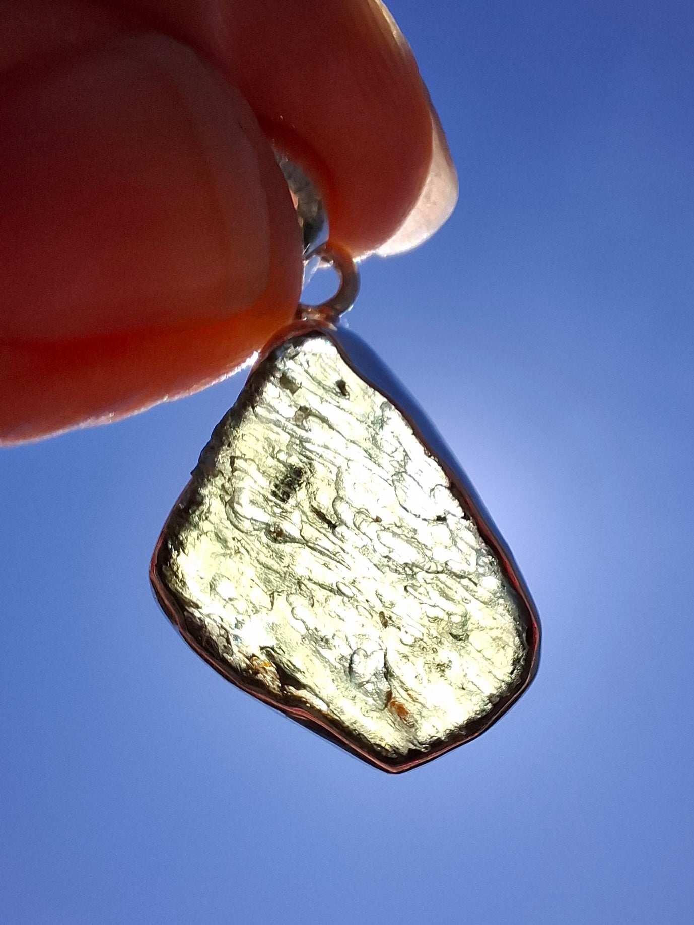 Moldavite Pendant, 925 Silver, Tektite (Ref: P429)