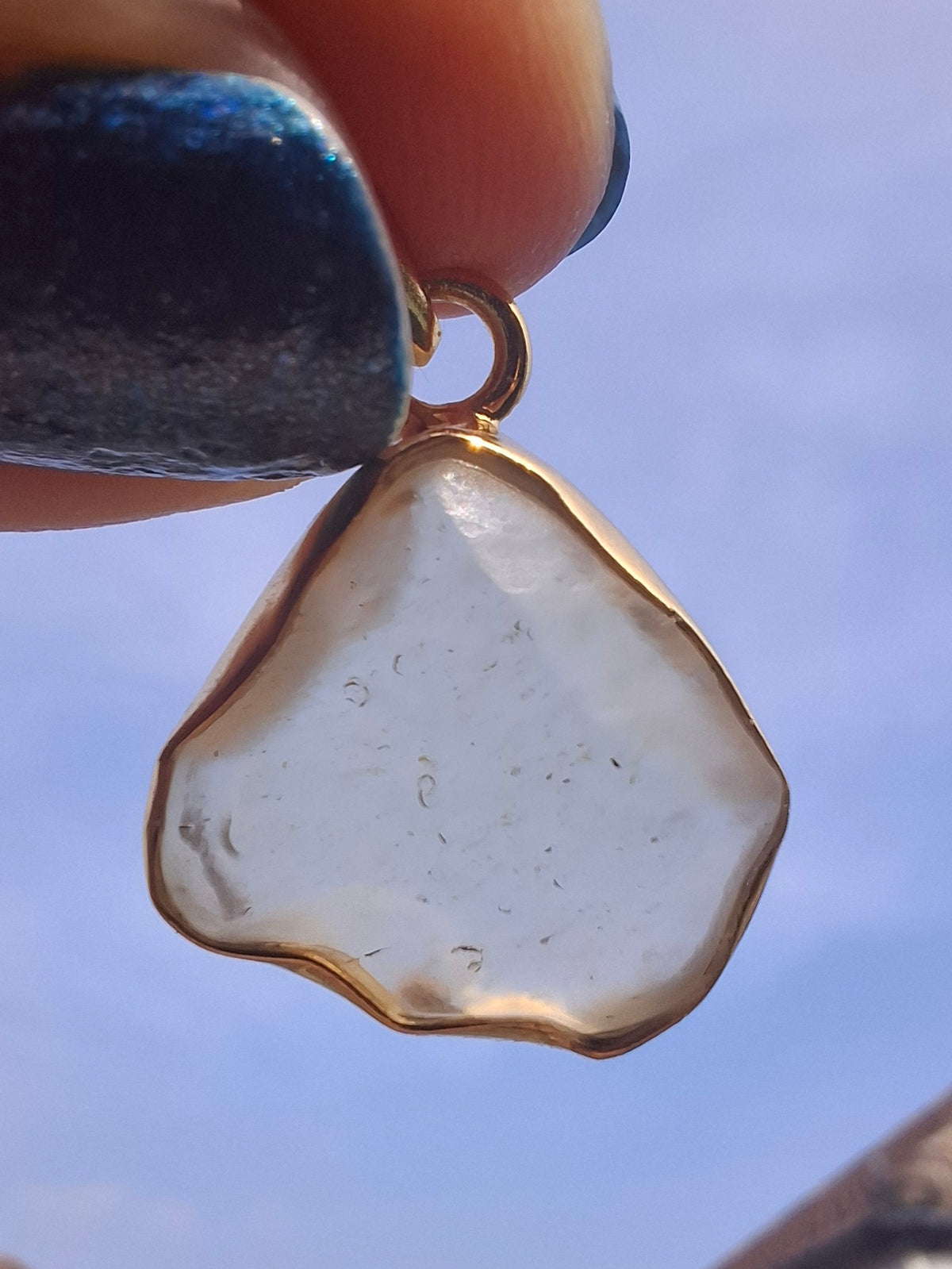 Libyan Desert Glass Pendant, 14K GOLD Plated, Tektite (Ref: LP125)