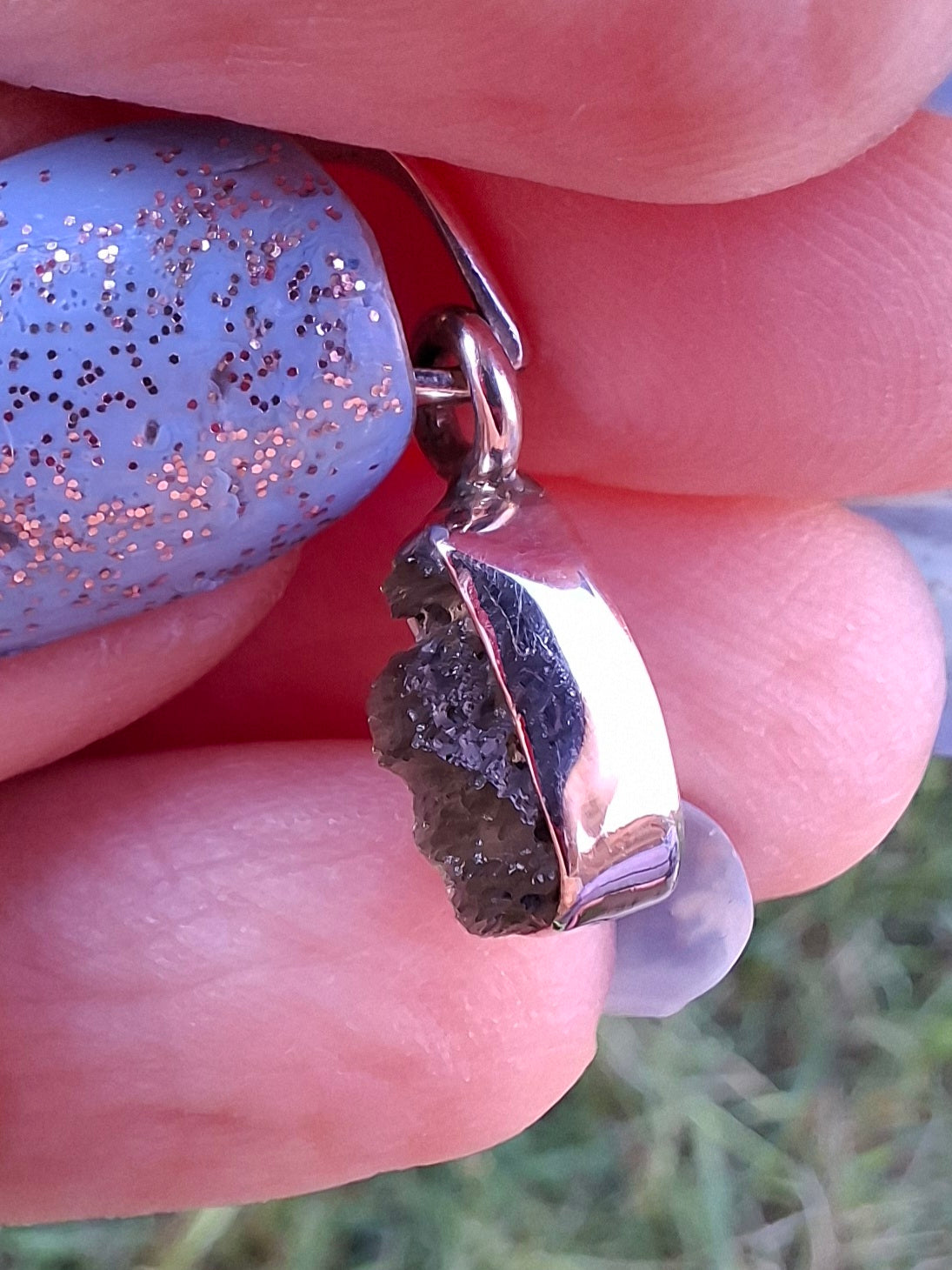 Moldavite Pendant, 925 Silver, Tektite (Ref: P89)